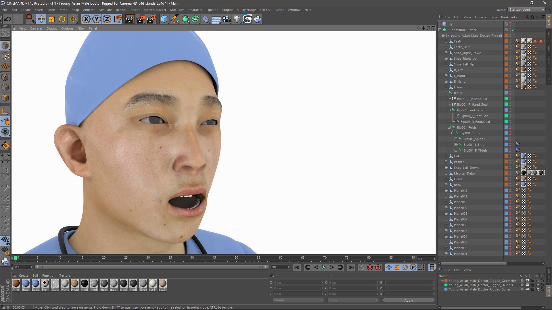 Young Asian Male Doctor Rigged for Cinema 4D 3D model