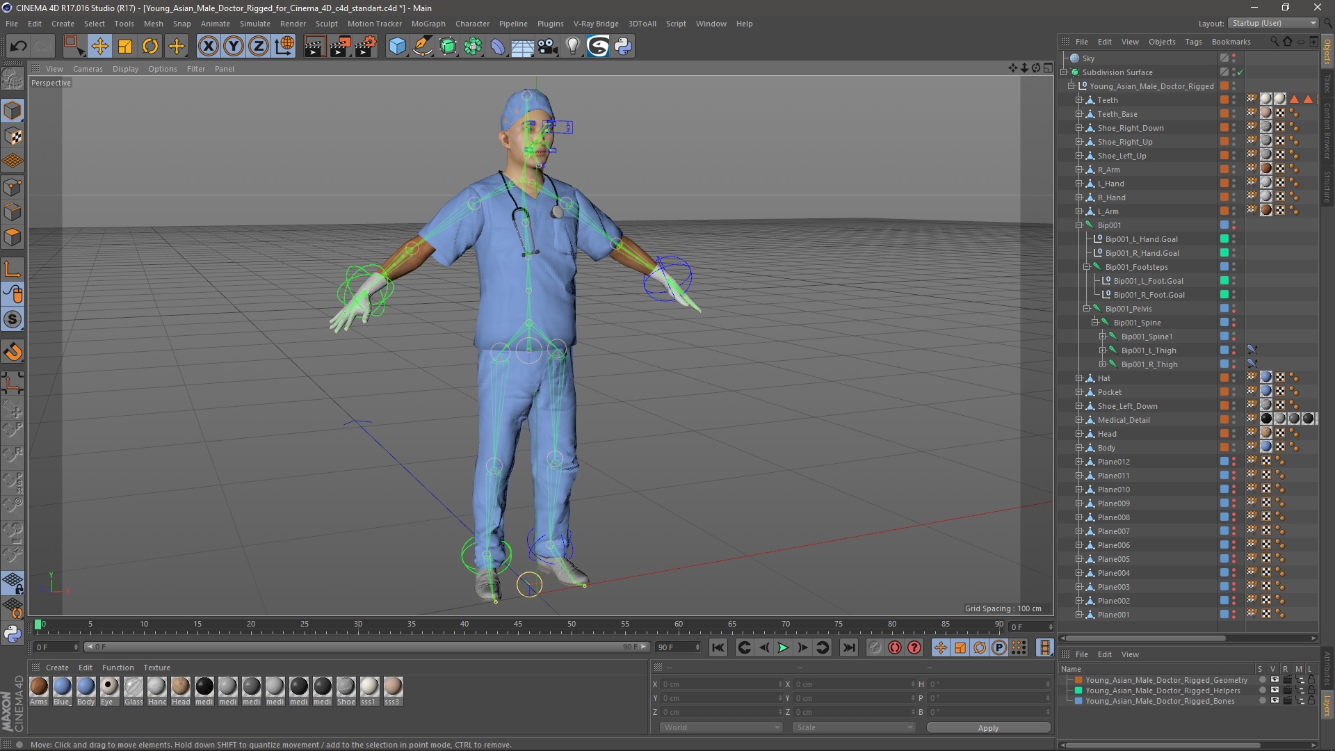 Young Asian Male Doctor Rigged for Cinema 4D 3D model