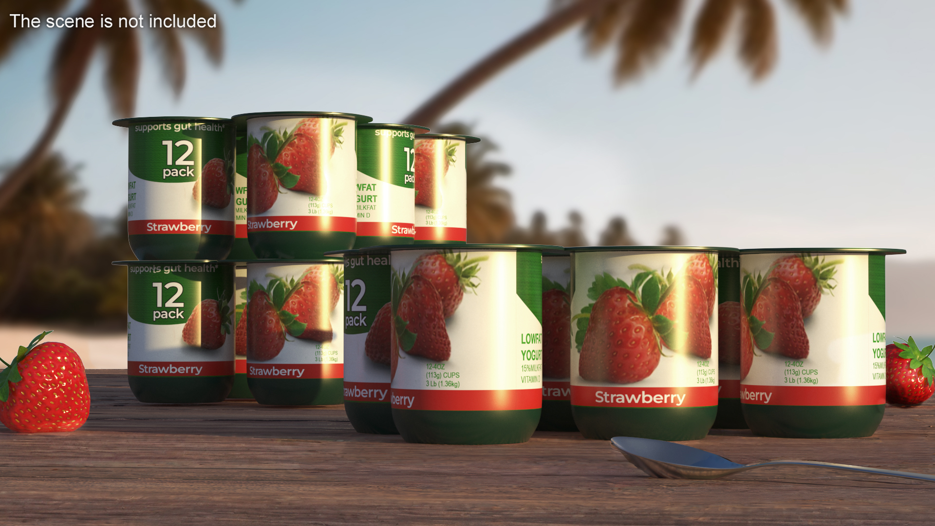 Activia Strawberry Yogurt 6 Cups 3D