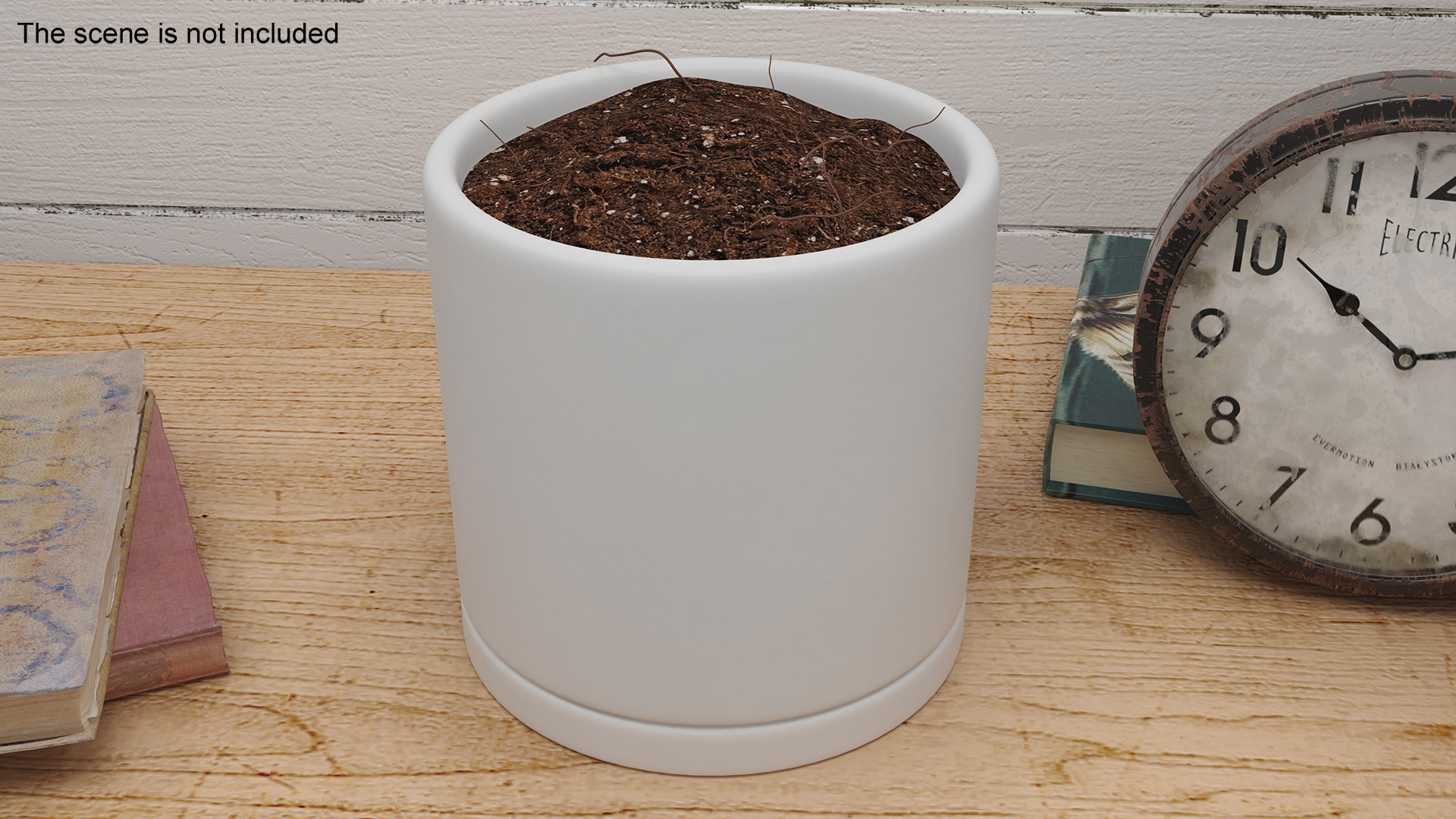 3D White Flower Pot with Soil