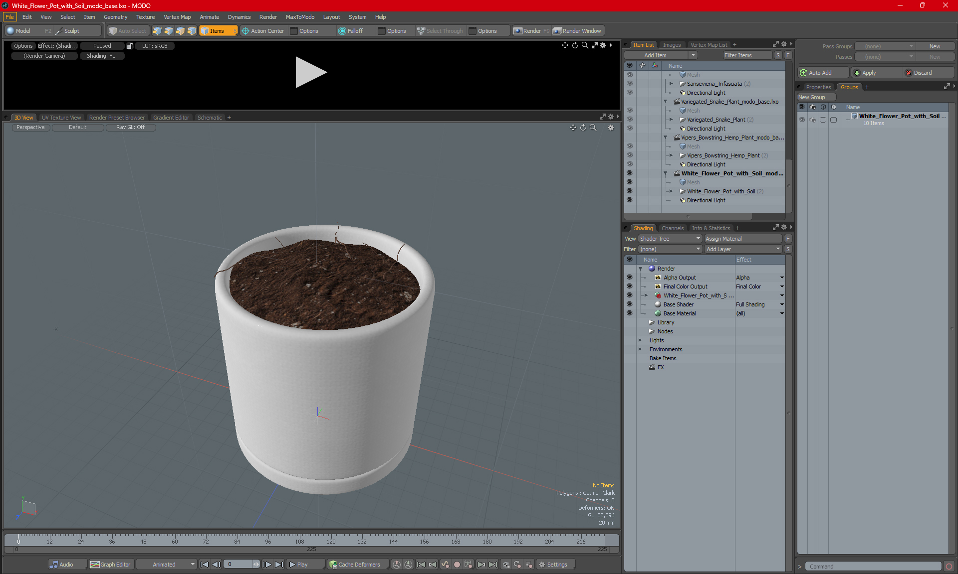 3D White Flower Pot with Soil