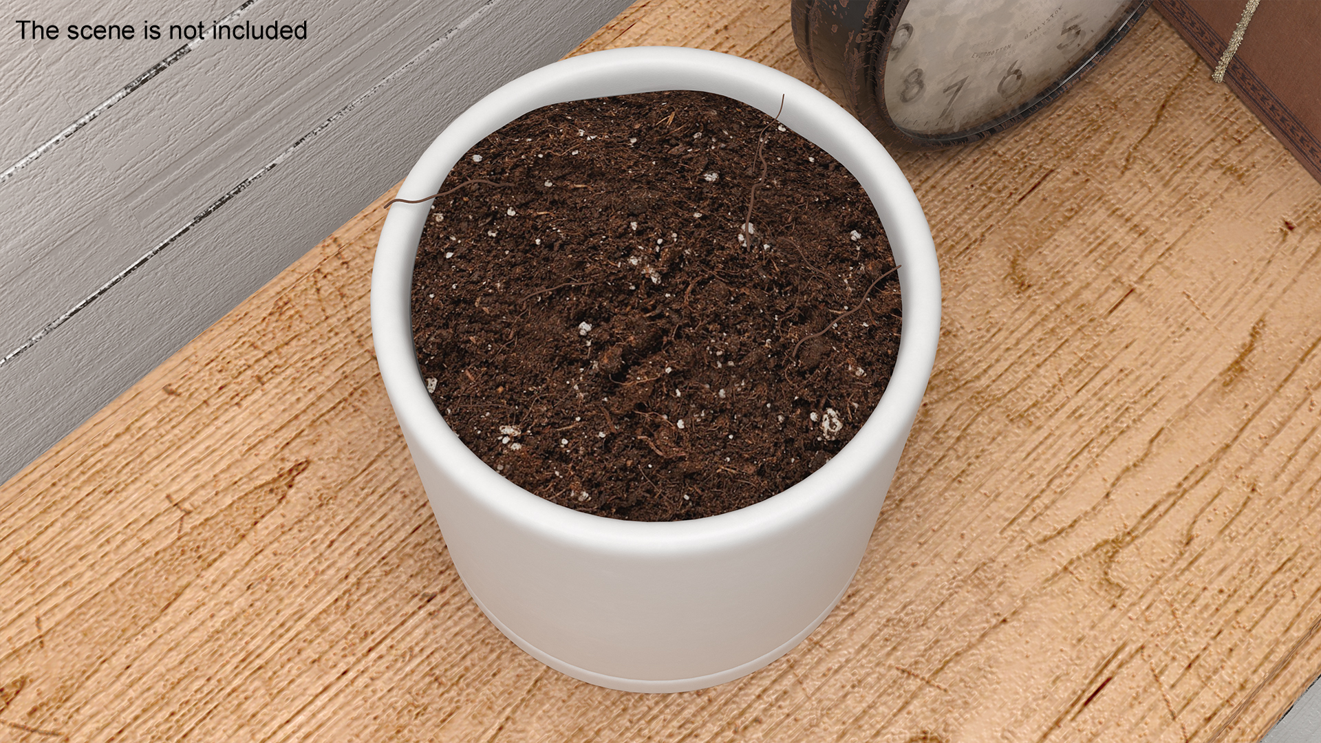 3D White Flower Pot with Soil
