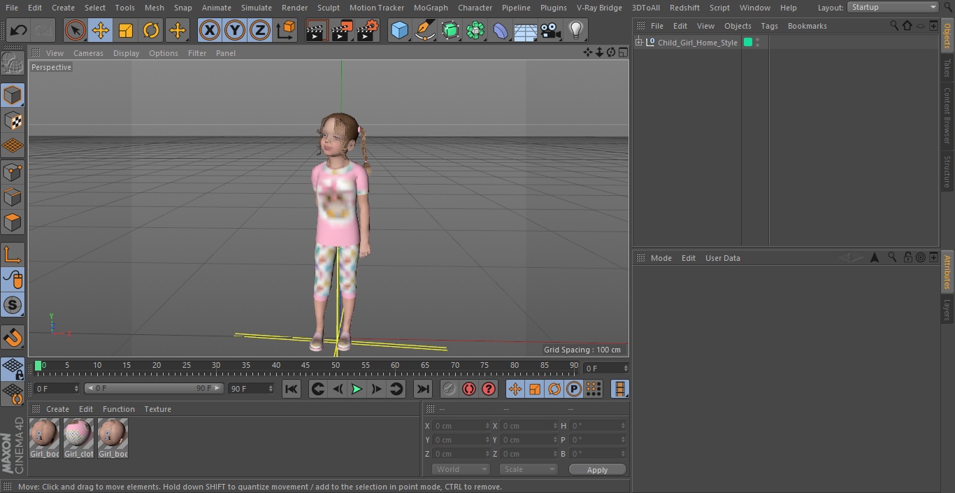3D Child Girl Home Style