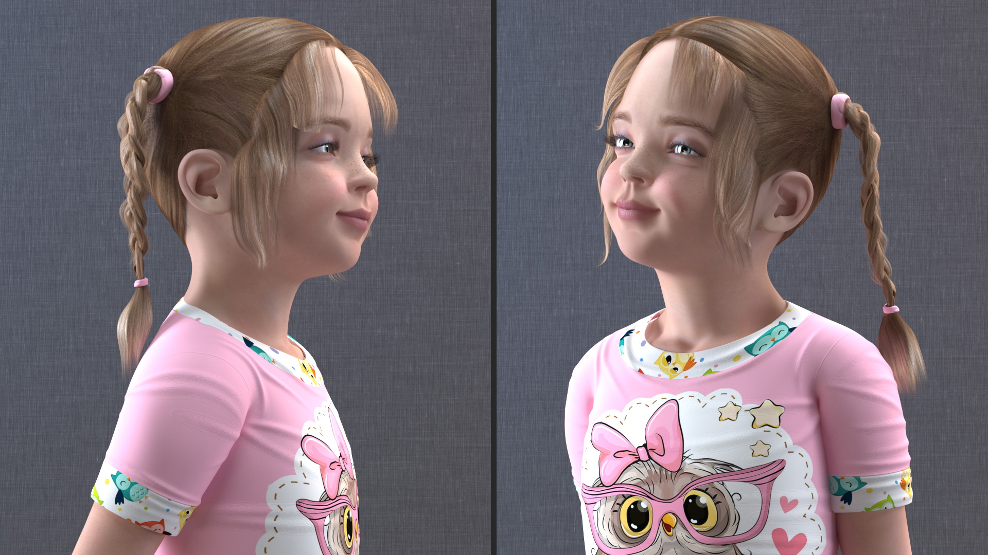 3D Child Girl Home Style