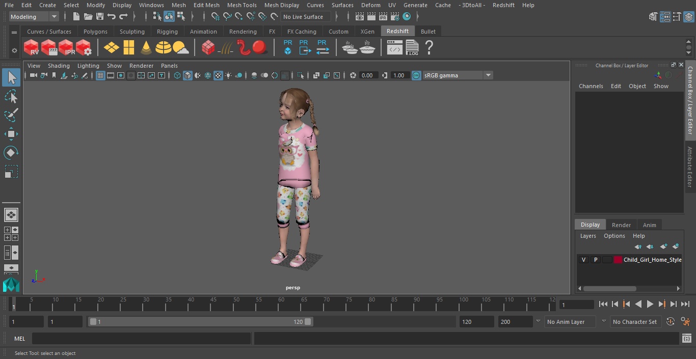 3D Child Girl Home Style