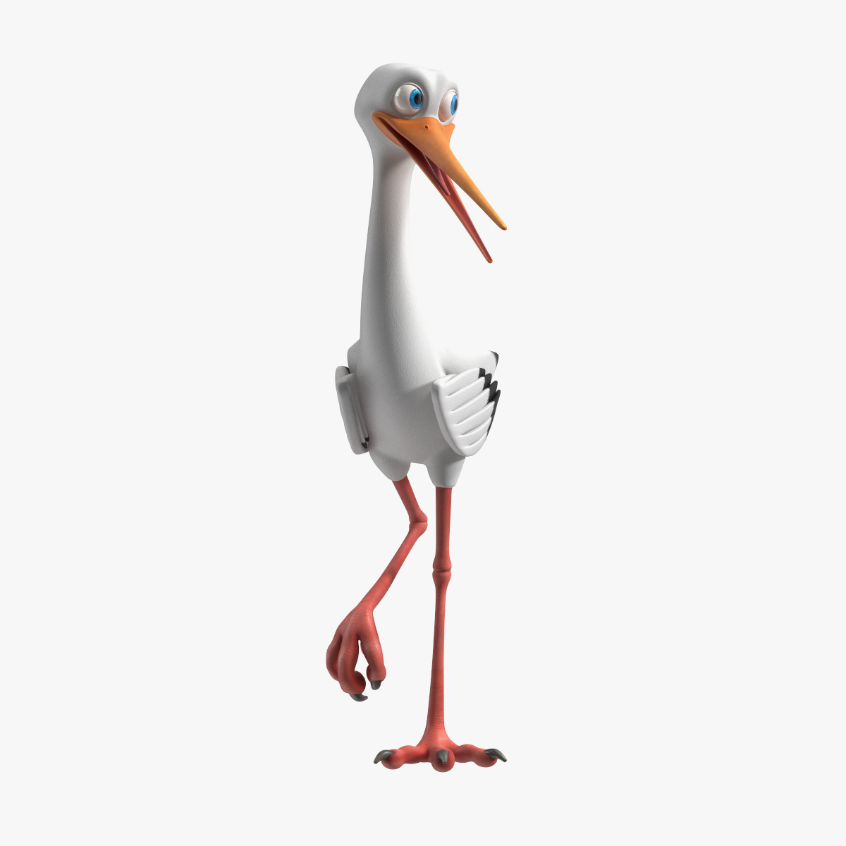 Cartoon Stork Rigged for Cinema 4D 3D model