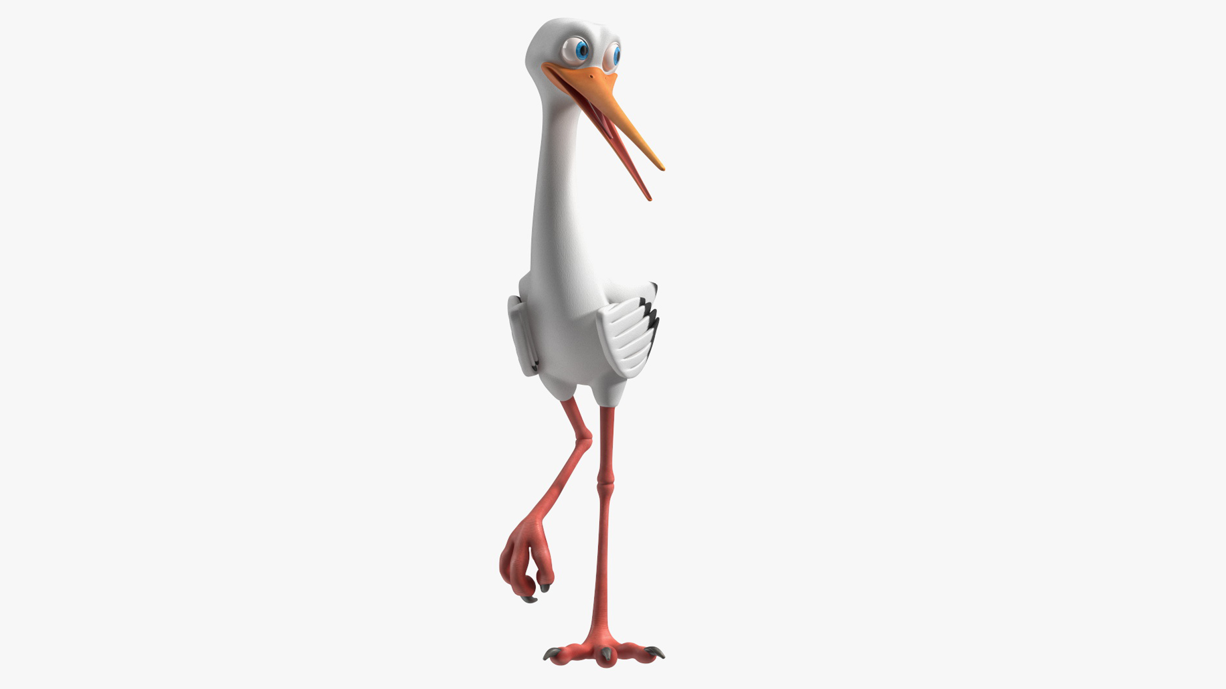 Cartoon Stork Rigged for Cinema 4D 3D model