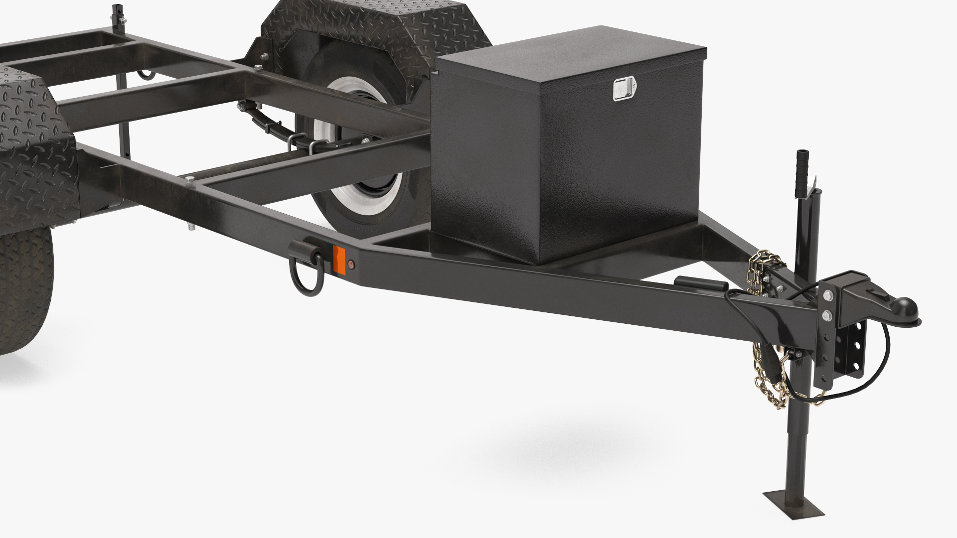 3D Heavy Duty 2 Wheel Trailer Rigged model
