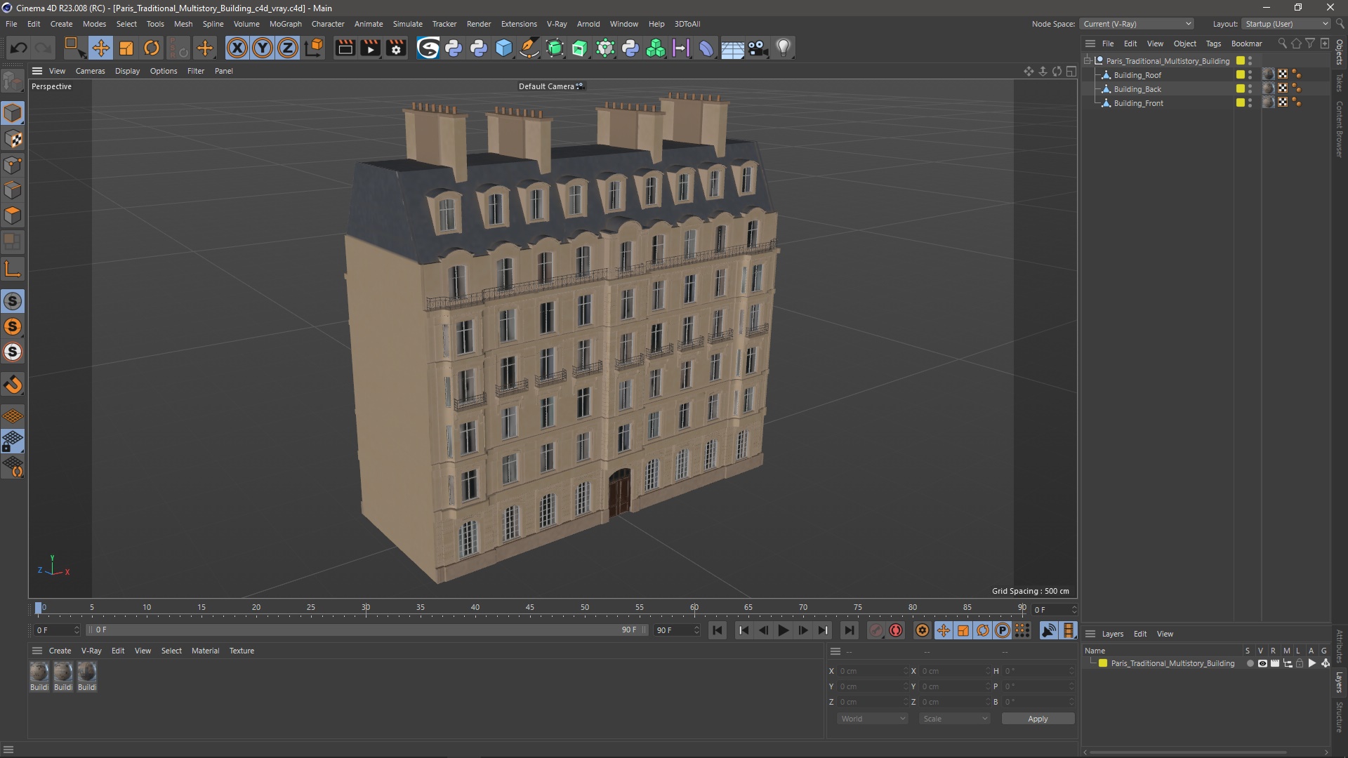 Paris Traditional Multistory Building 3D