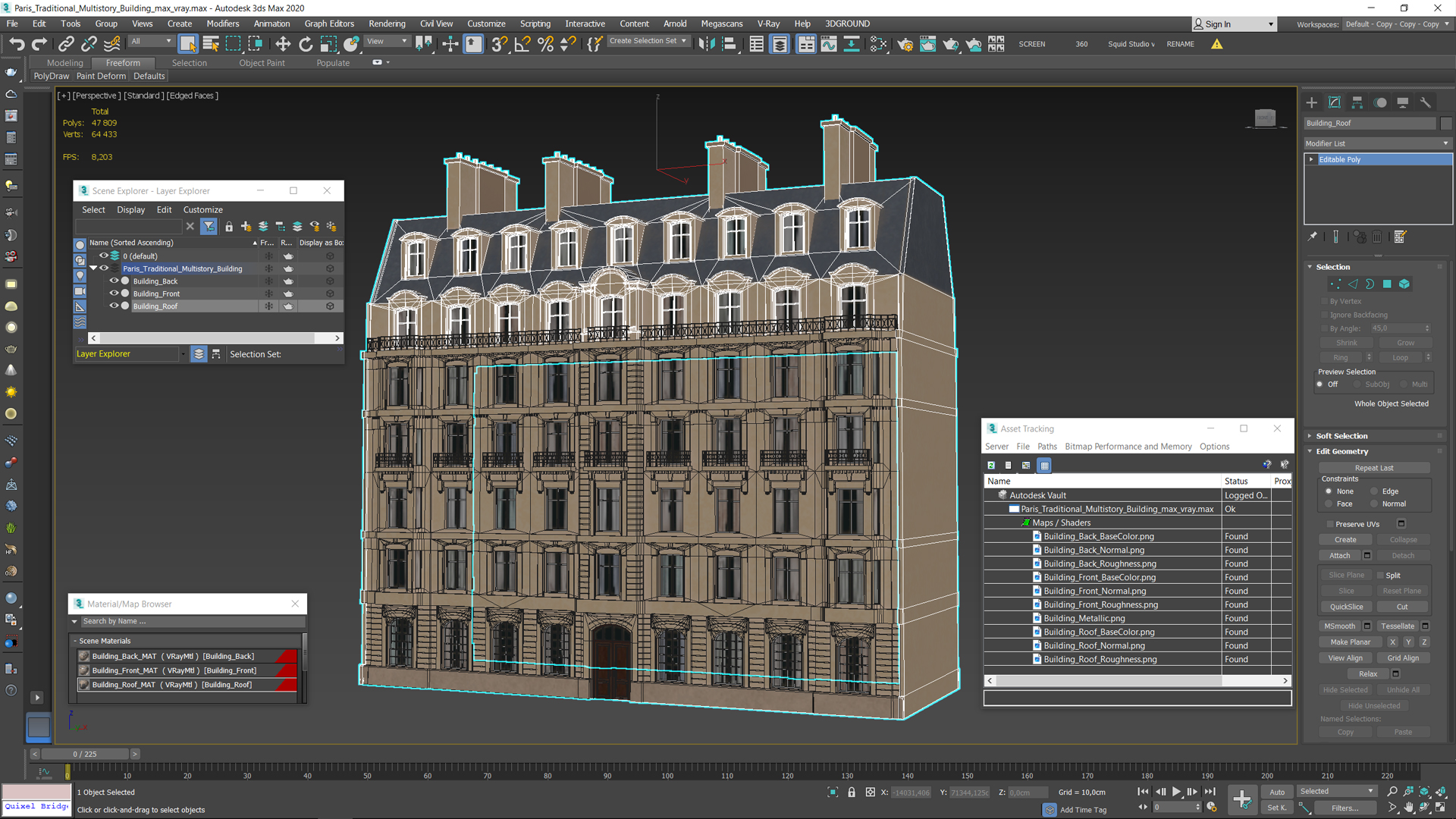 Paris Traditional Multistory Building 3D