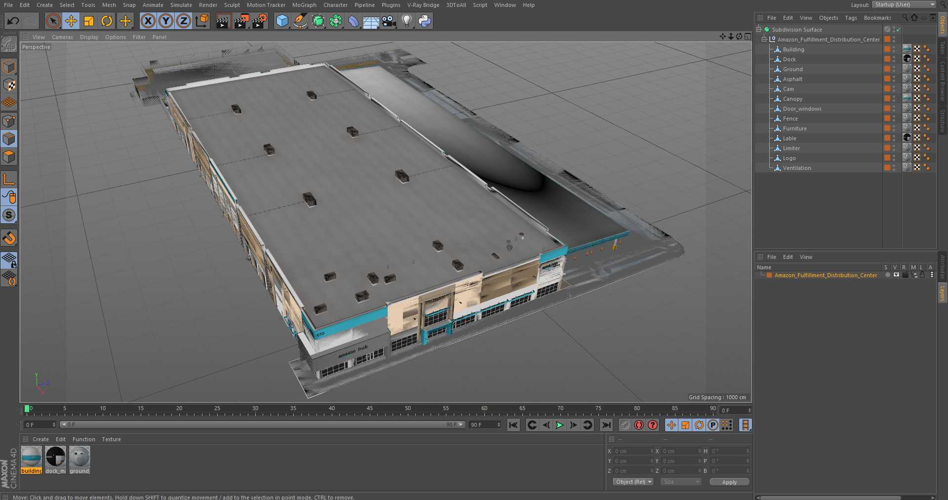 3D Amazon Fulfillment Distribution Center model