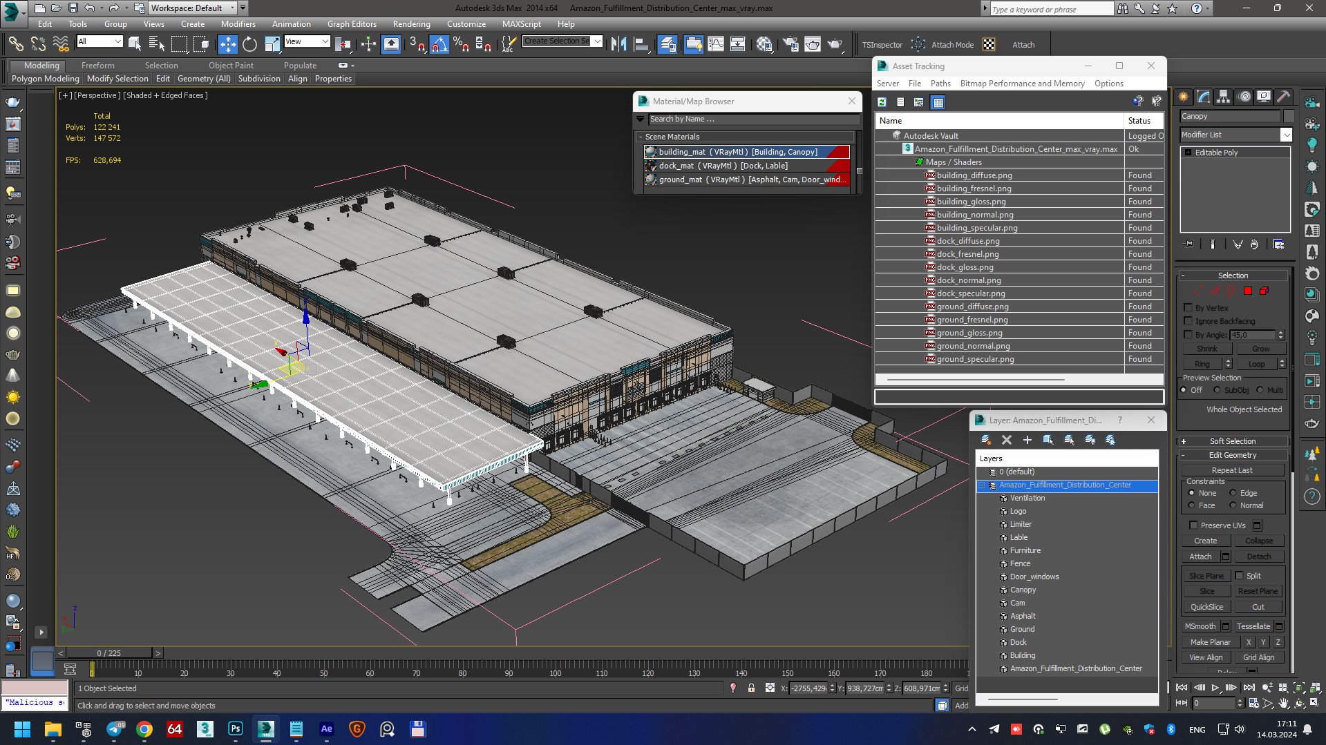 3D Amazon Fulfillment Distribution Center model