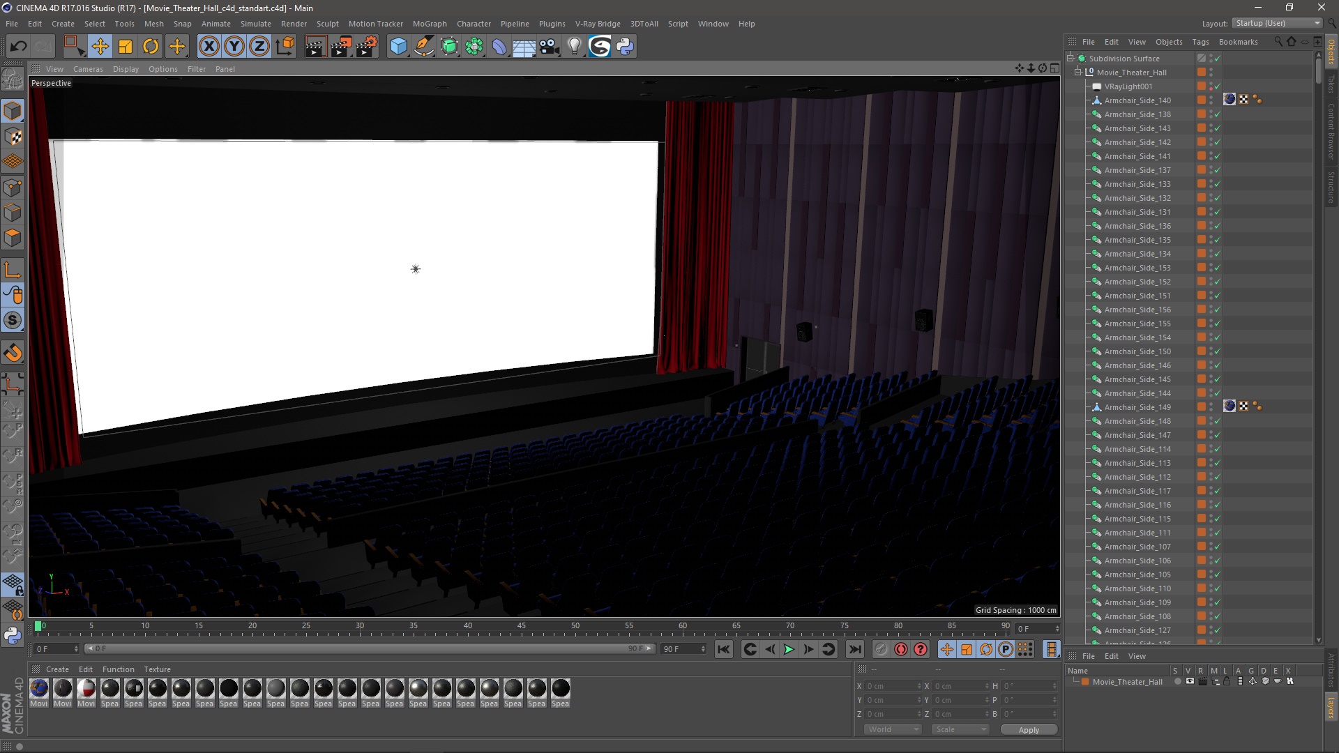 3D Movie Theater Hall model