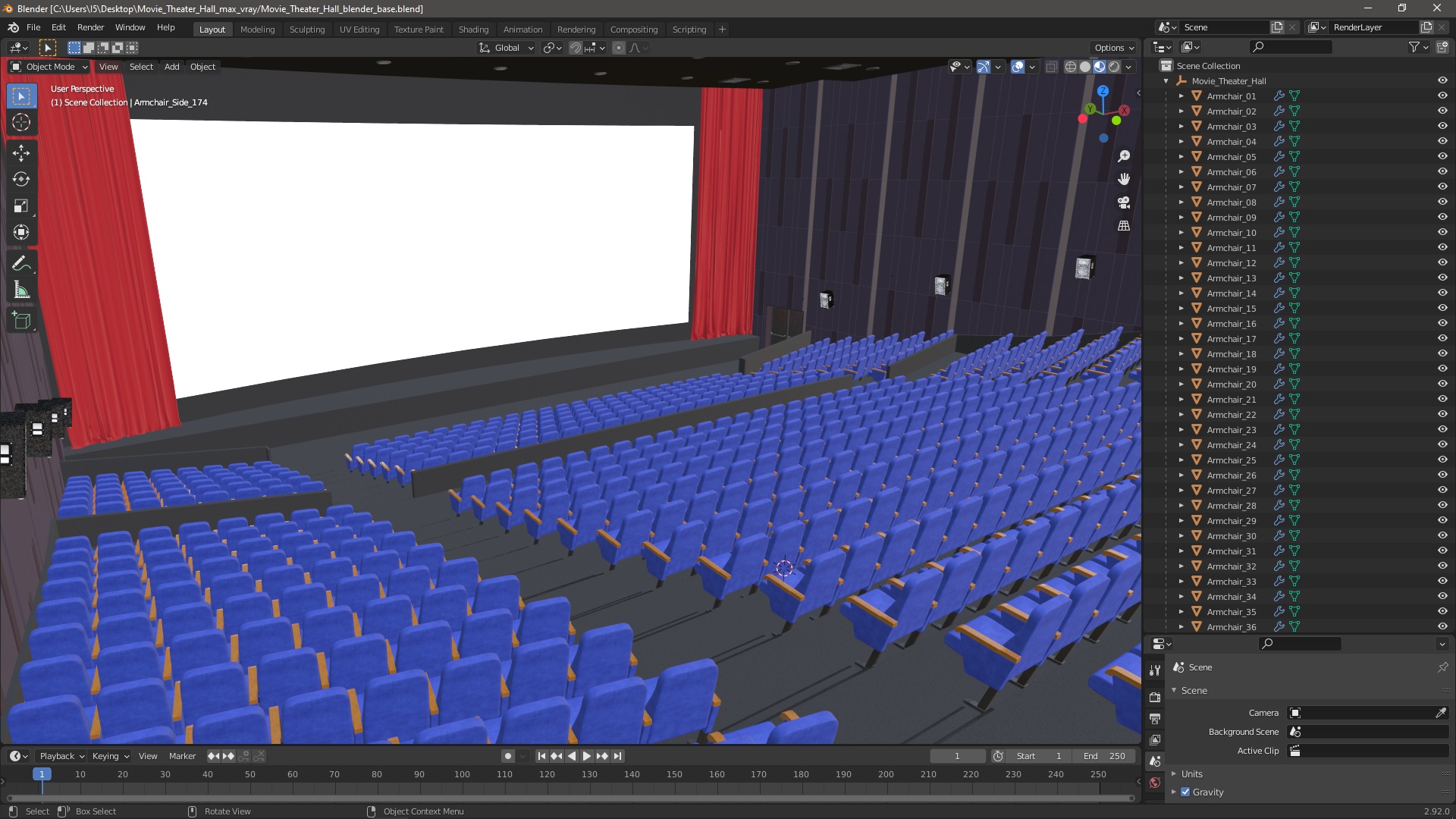 3D Movie Theater Hall model