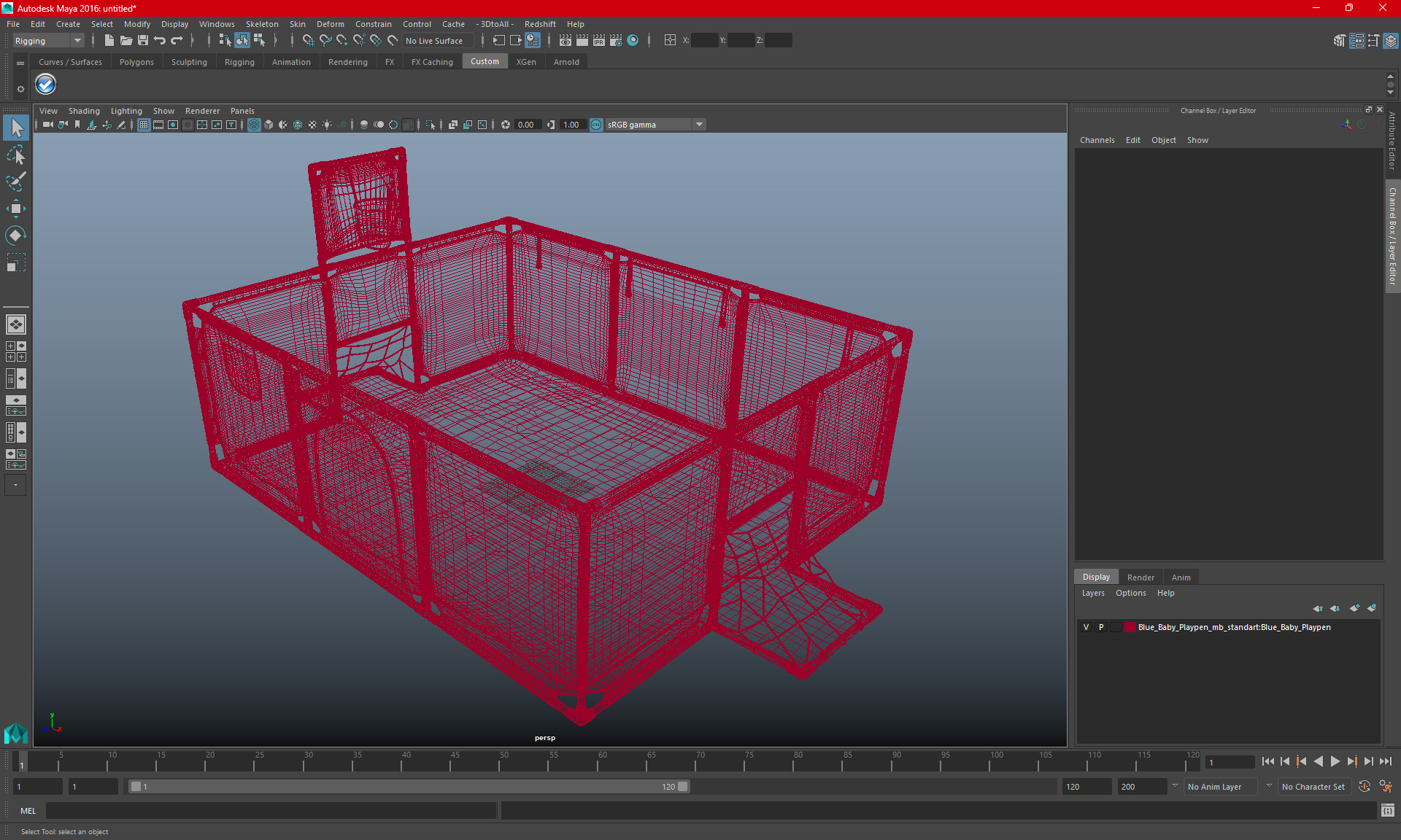 Blue Baby Playpen 3D