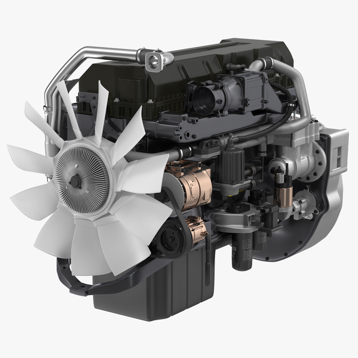 Semi Truck Turbo Diesel Engine, view 4