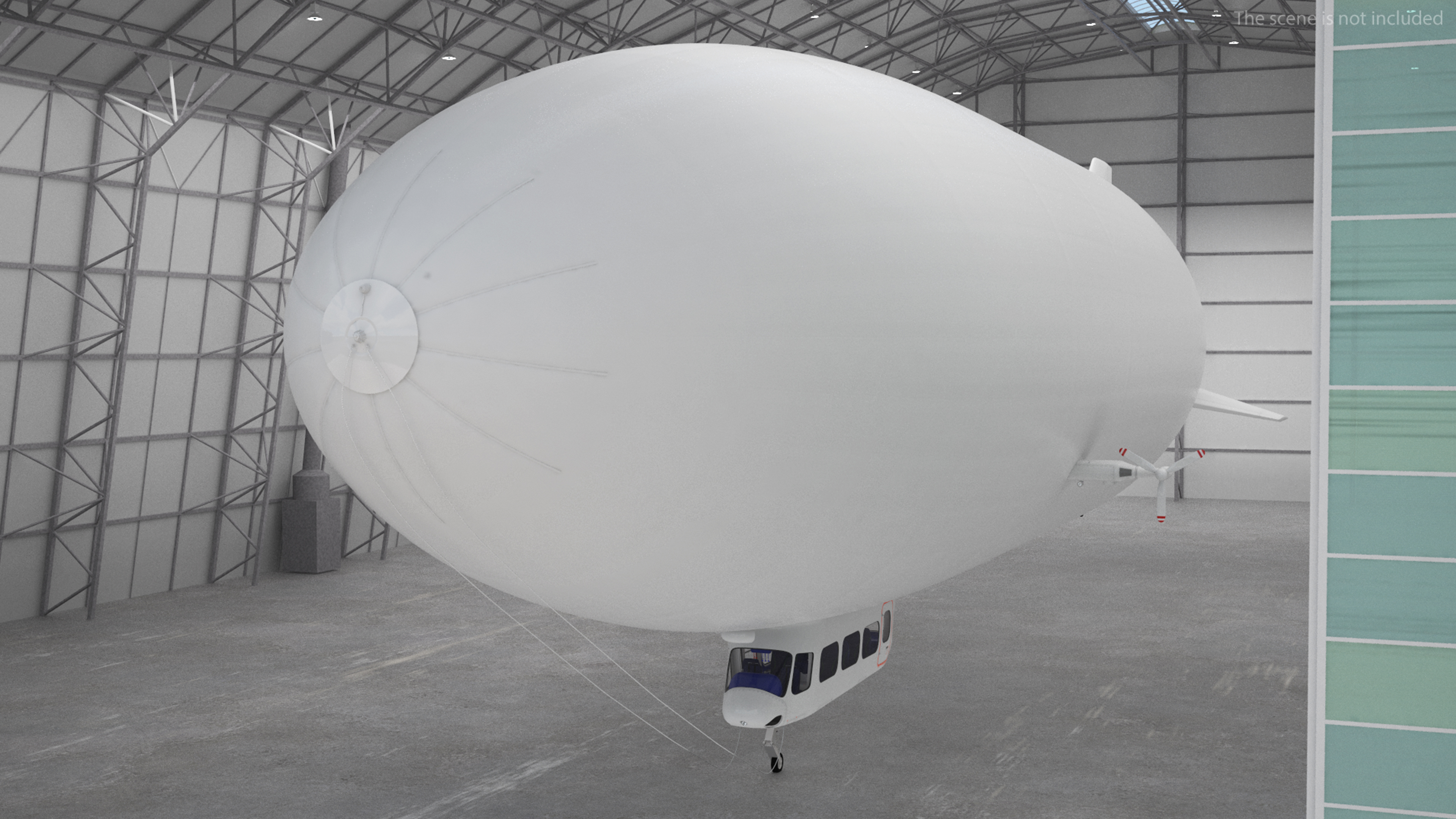 Airship Hangar with Blimp Rigged 3D