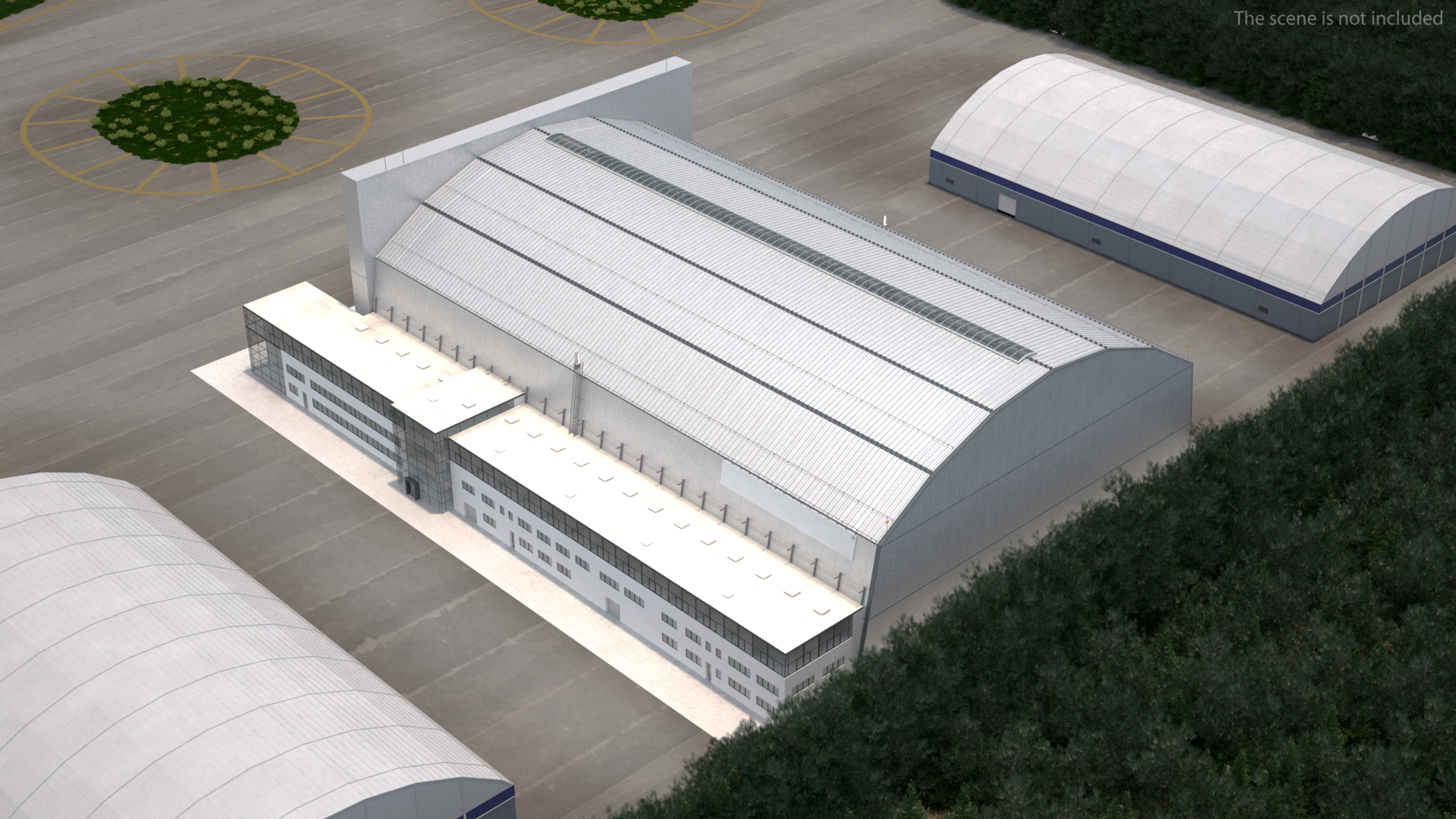 Airship Hangar with Blimp Rigged 3D