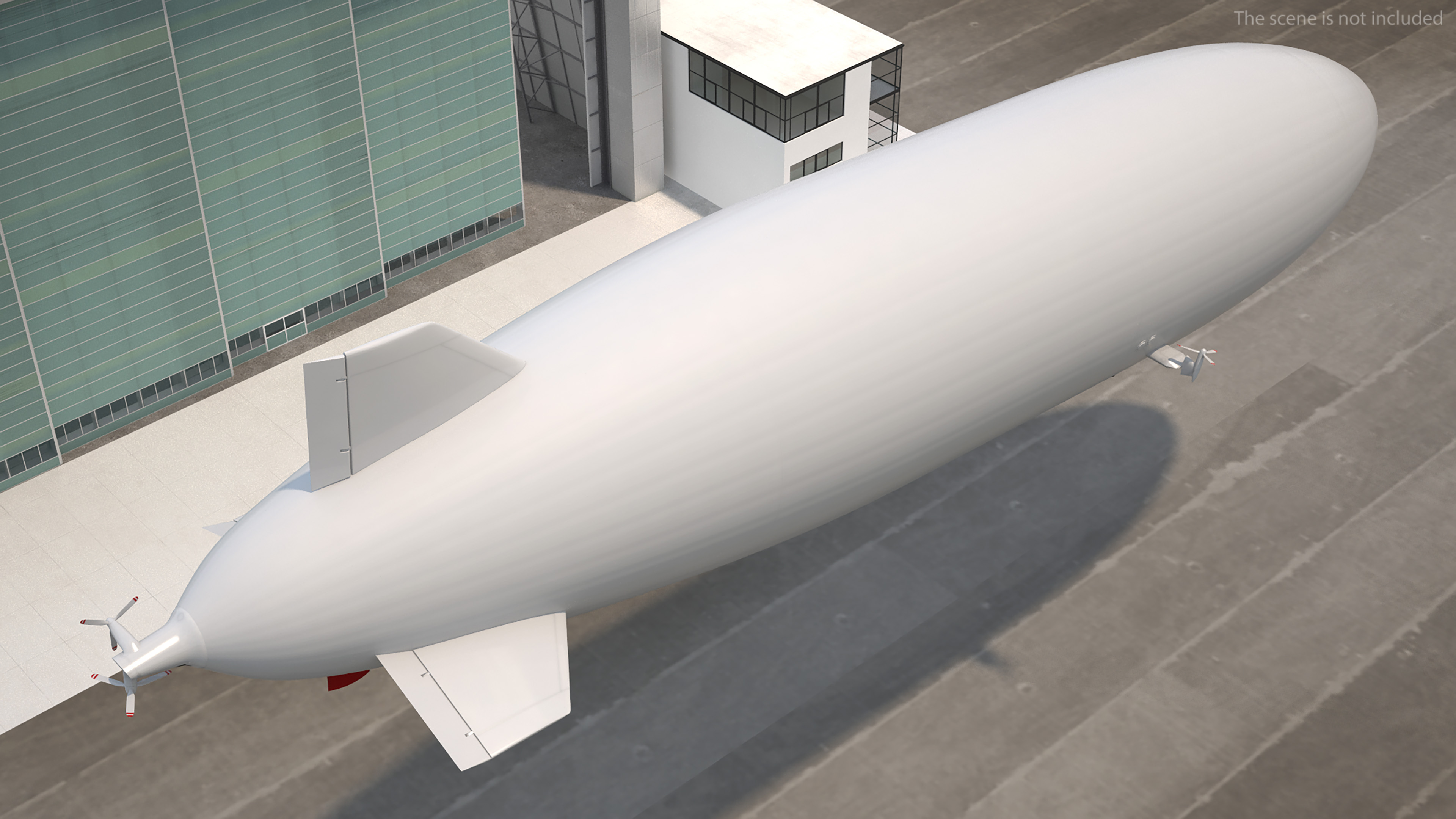 Airship Hangar with Blimp Rigged 3D