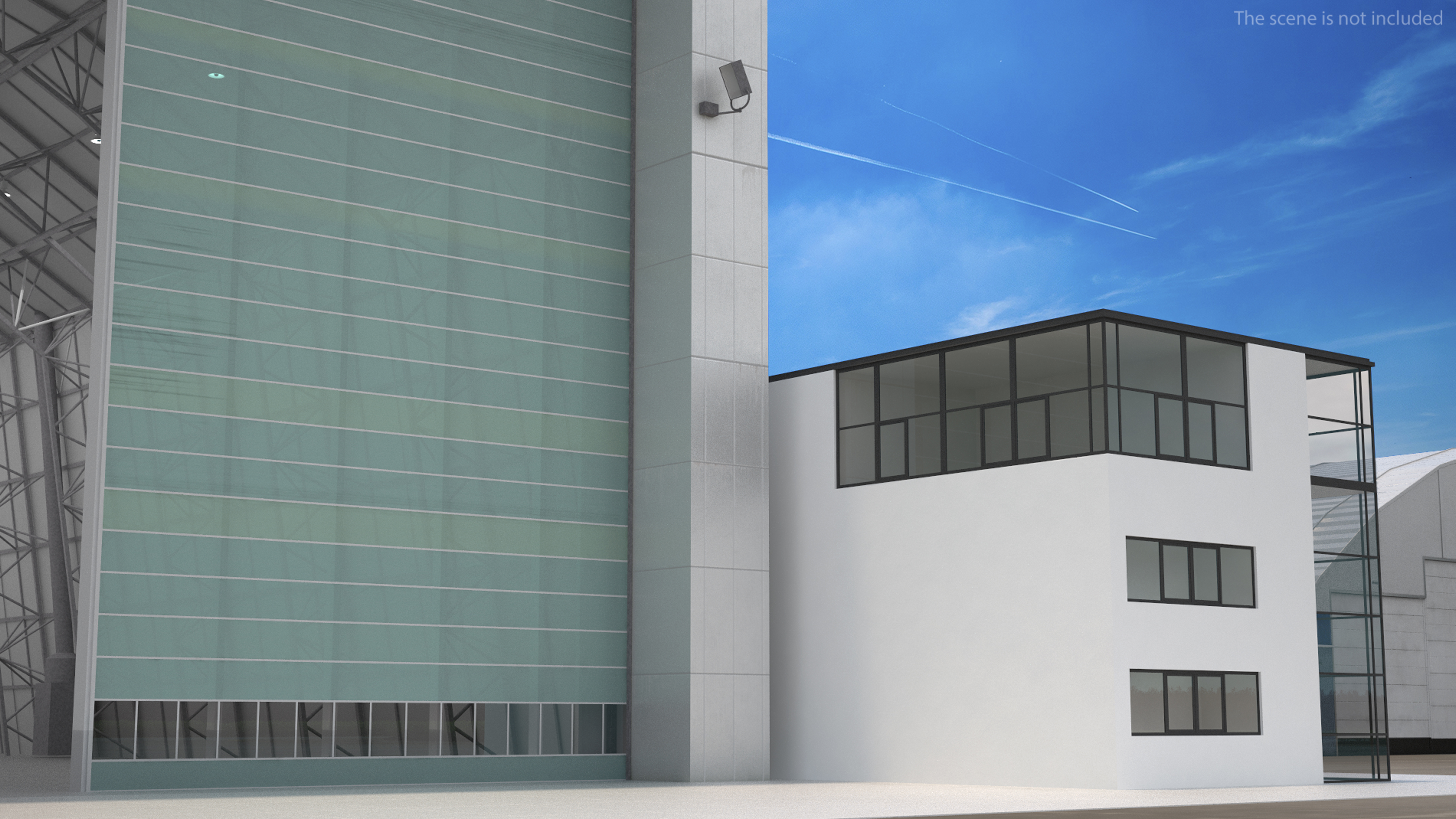 Airship Hangar with Blimp Rigged 3D