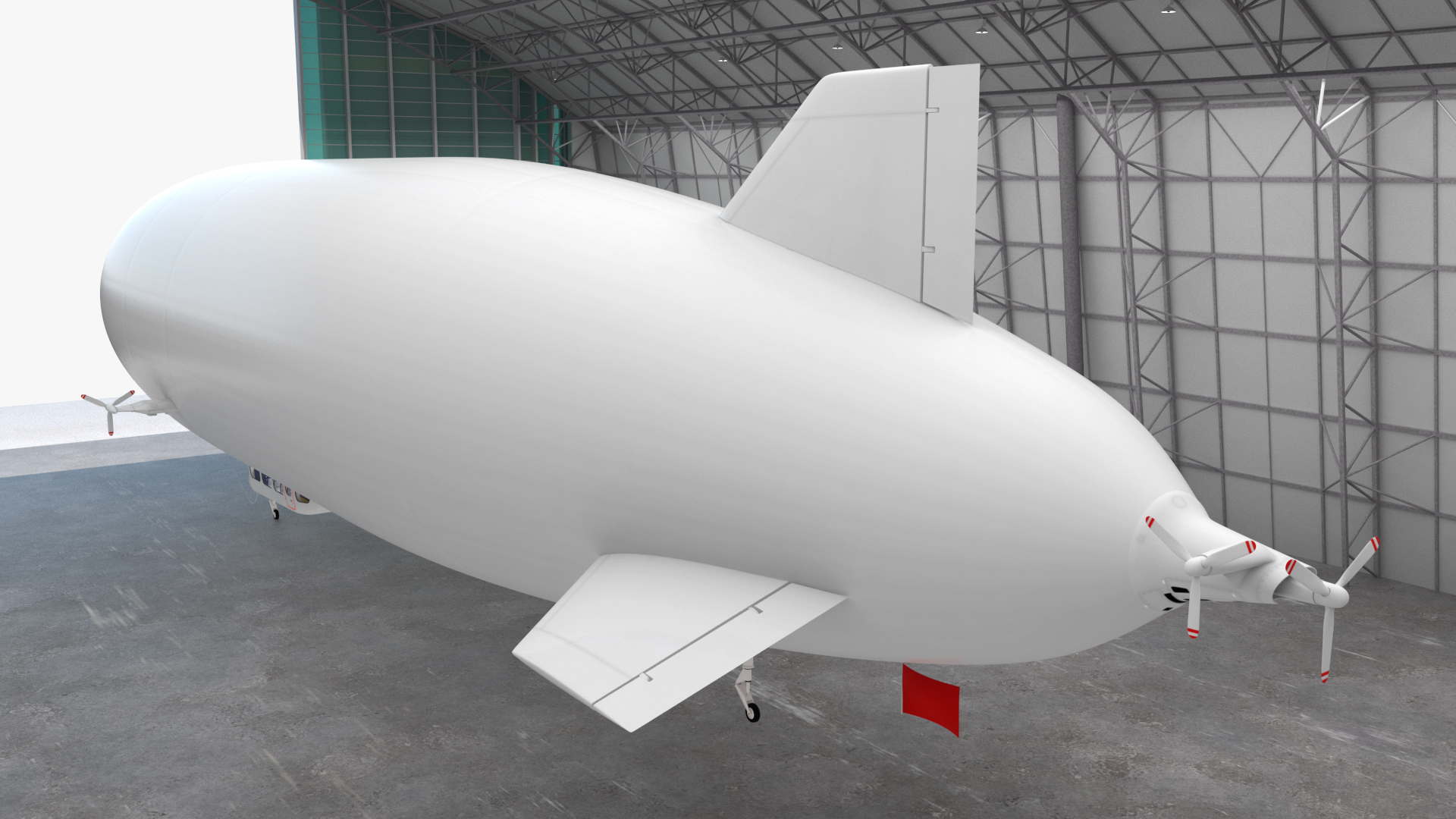 Airship Hangar with Blimp Rigged 3D