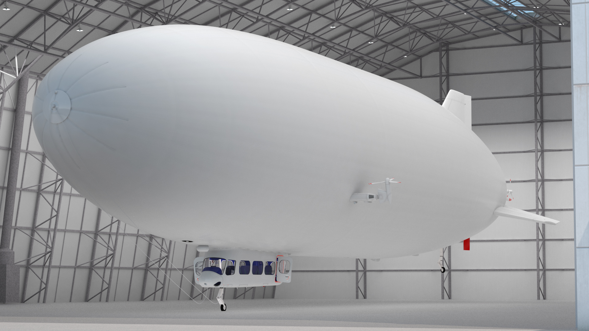 Airship Hangar with Blimp Rigged 3D