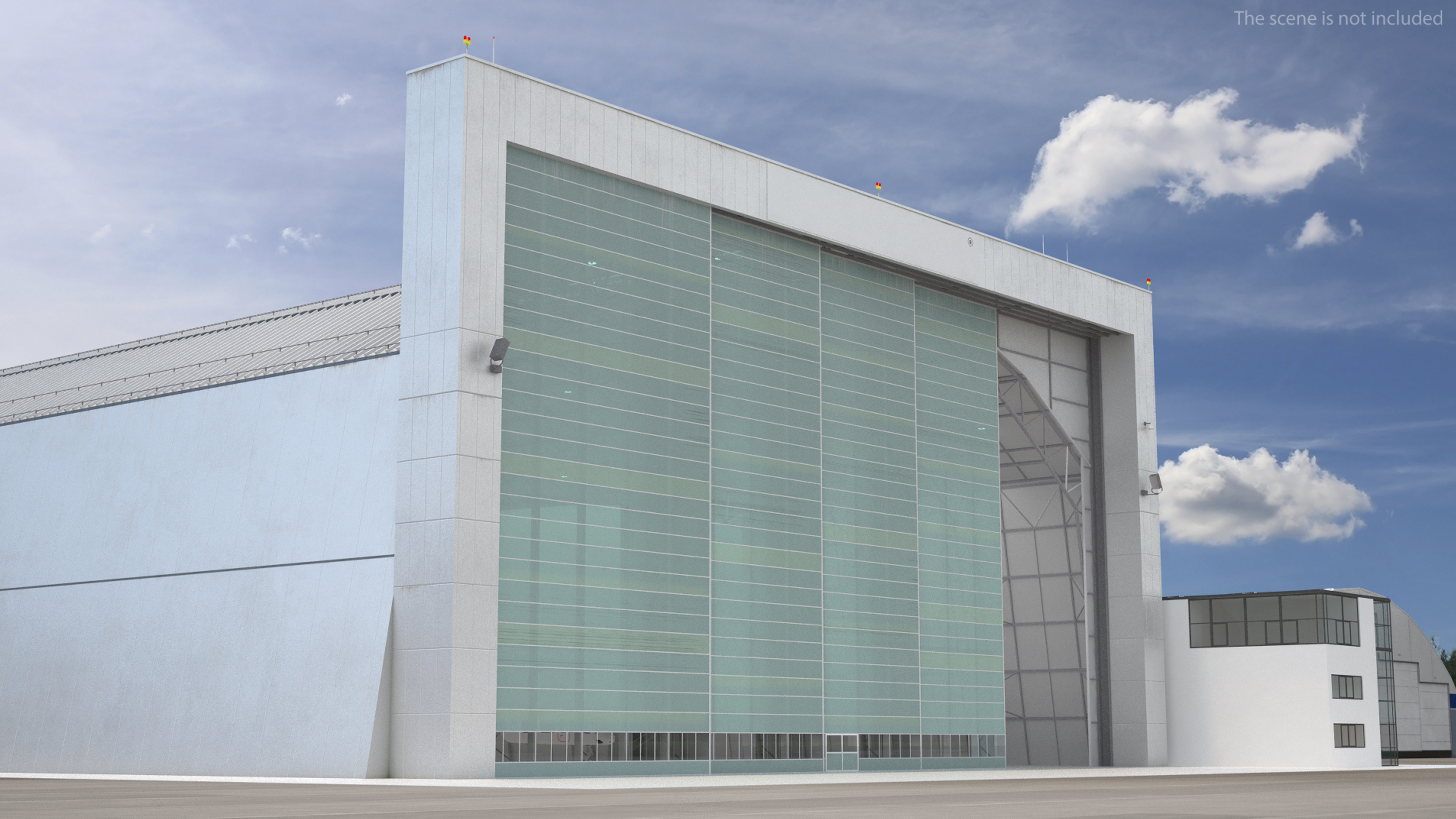 Airship Hangar with Blimp Rigged 3D