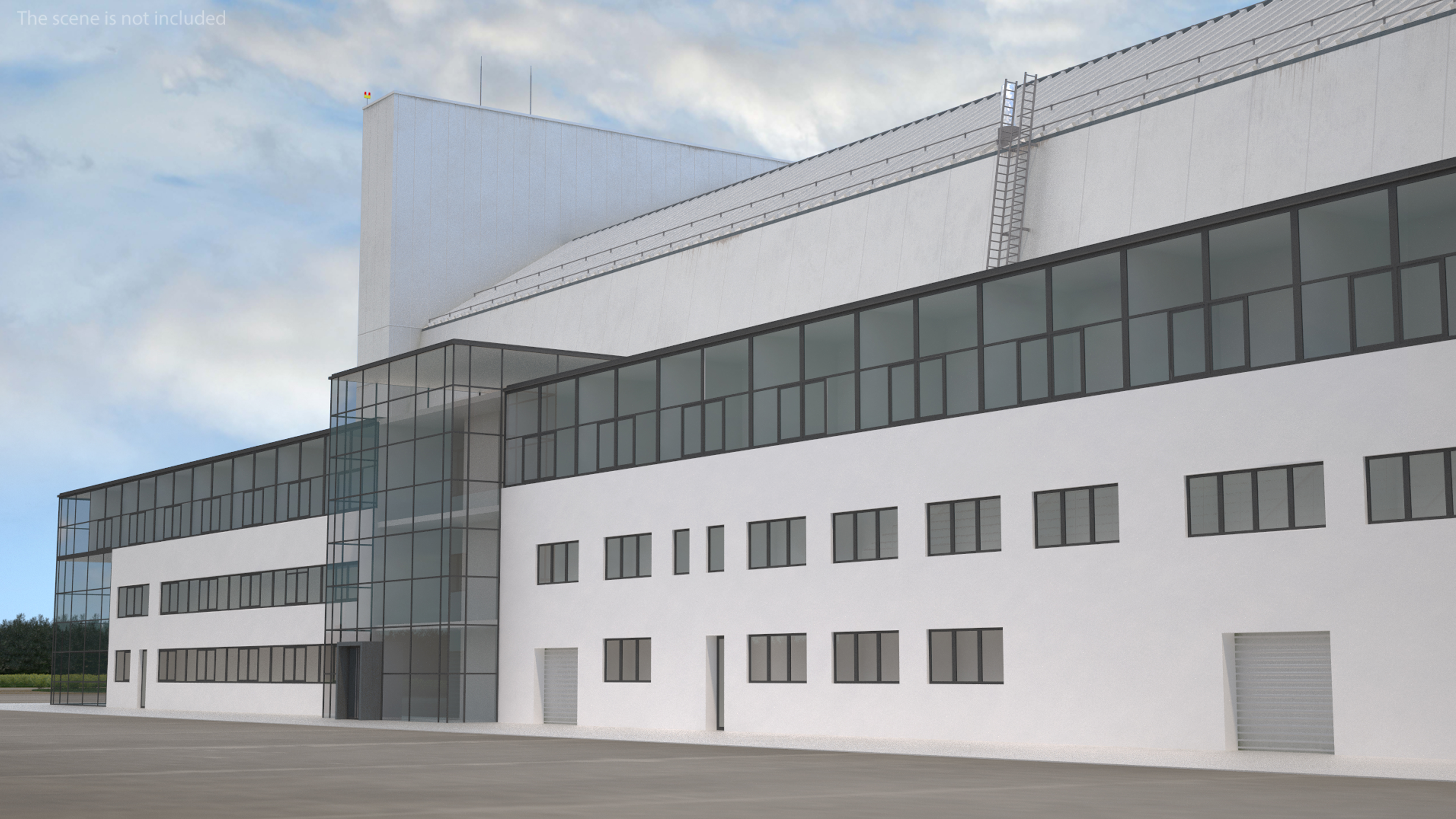 Airship Hangar with Blimp Rigged 3D