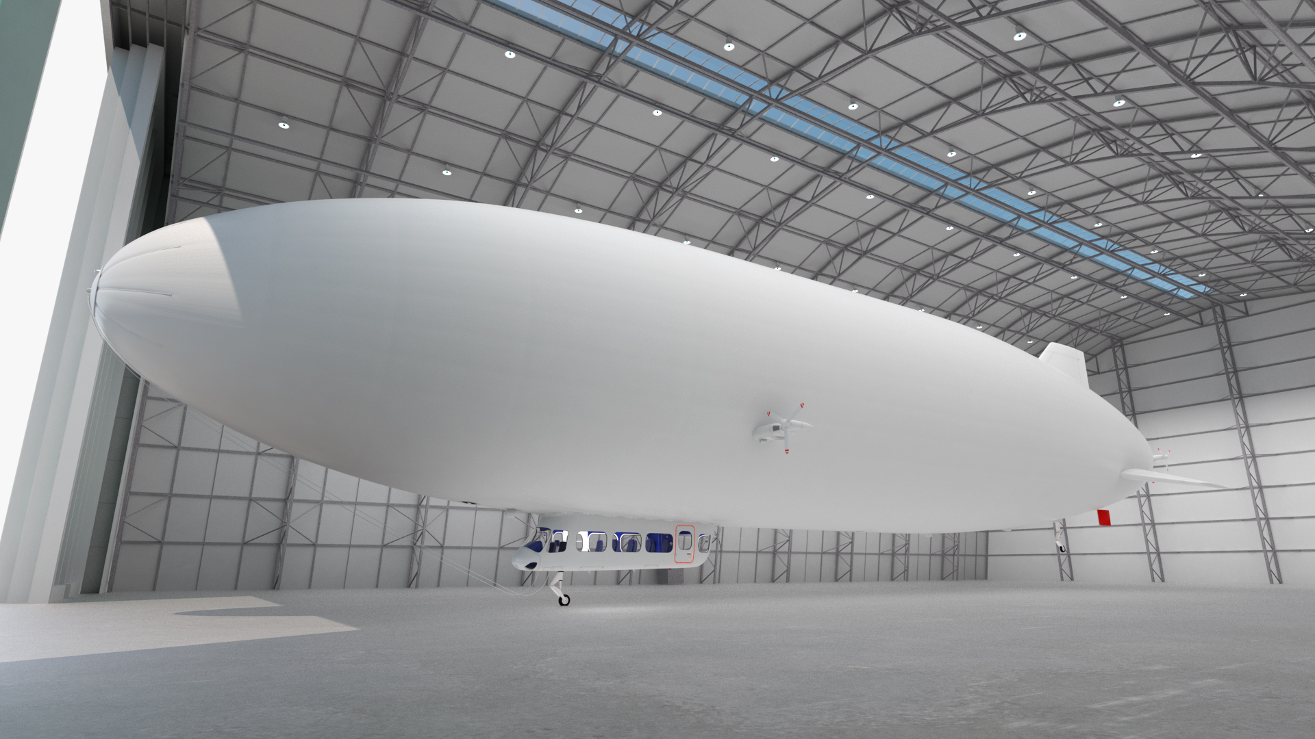 Airship Hangar with Blimp Rigged 3D