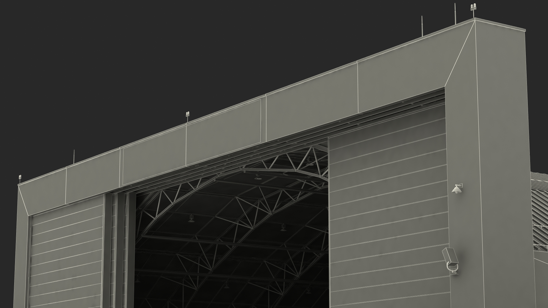 Airship Hangar with Blimp Rigged 3D