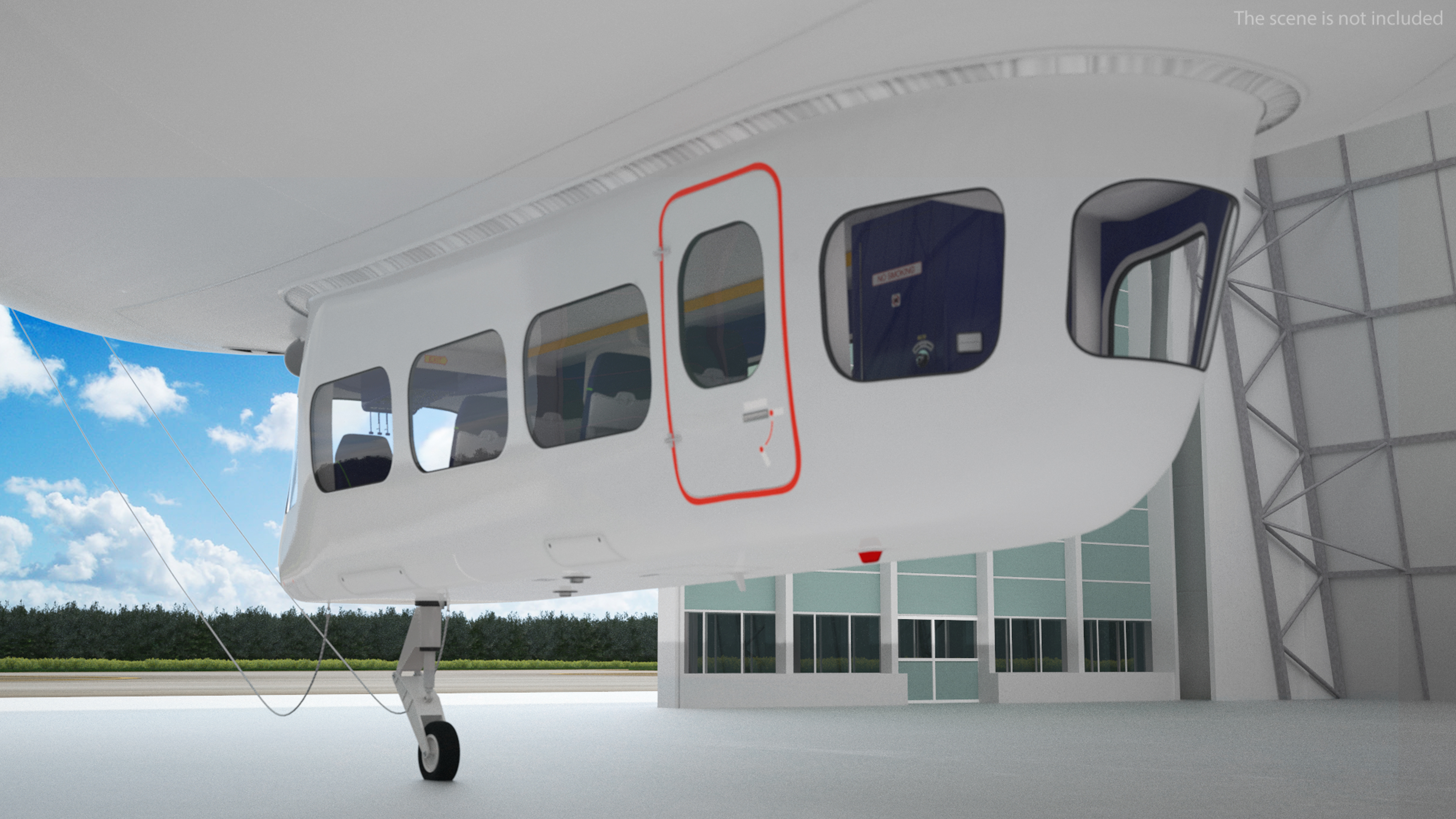 Airship Hangar with Blimp Rigged 3D