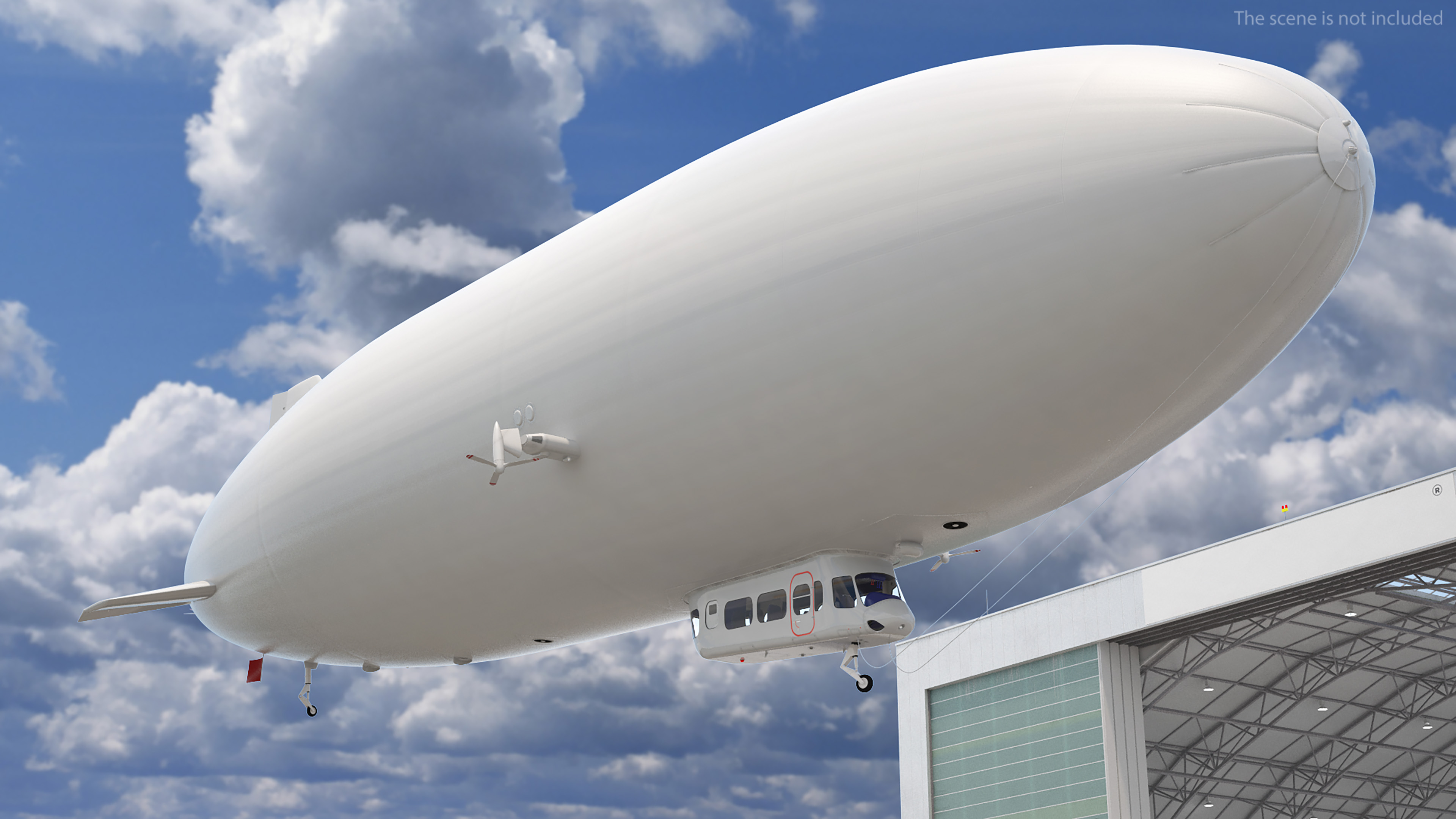 Airship Hangar with Blimp Rigged 3D
