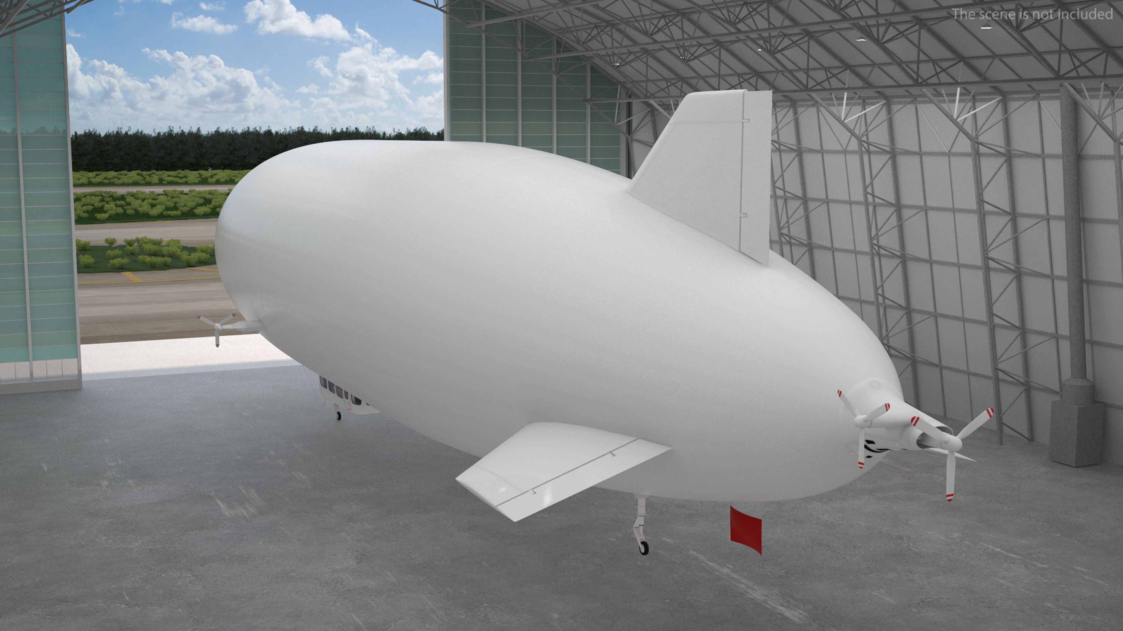 Airship Hangar with Blimp Rigged 3D