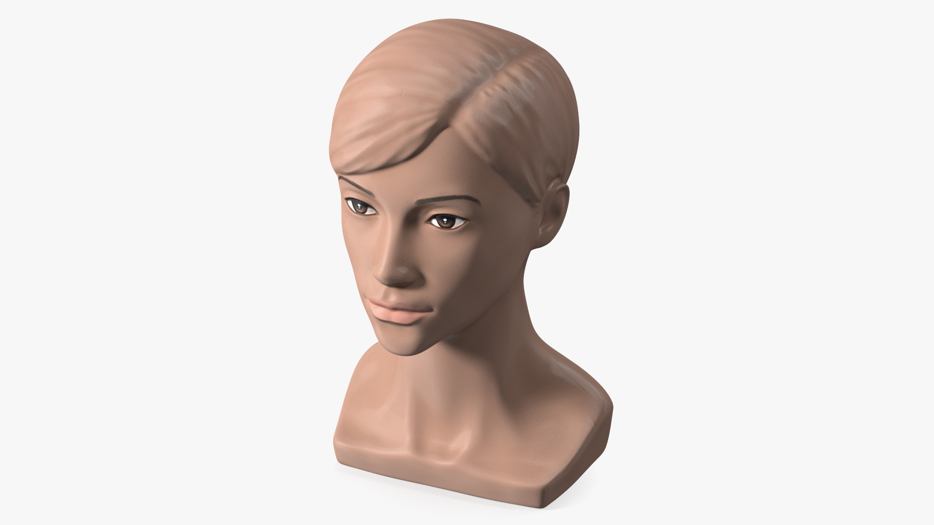 Plastic Female Mannequin Head with Hair 3D model