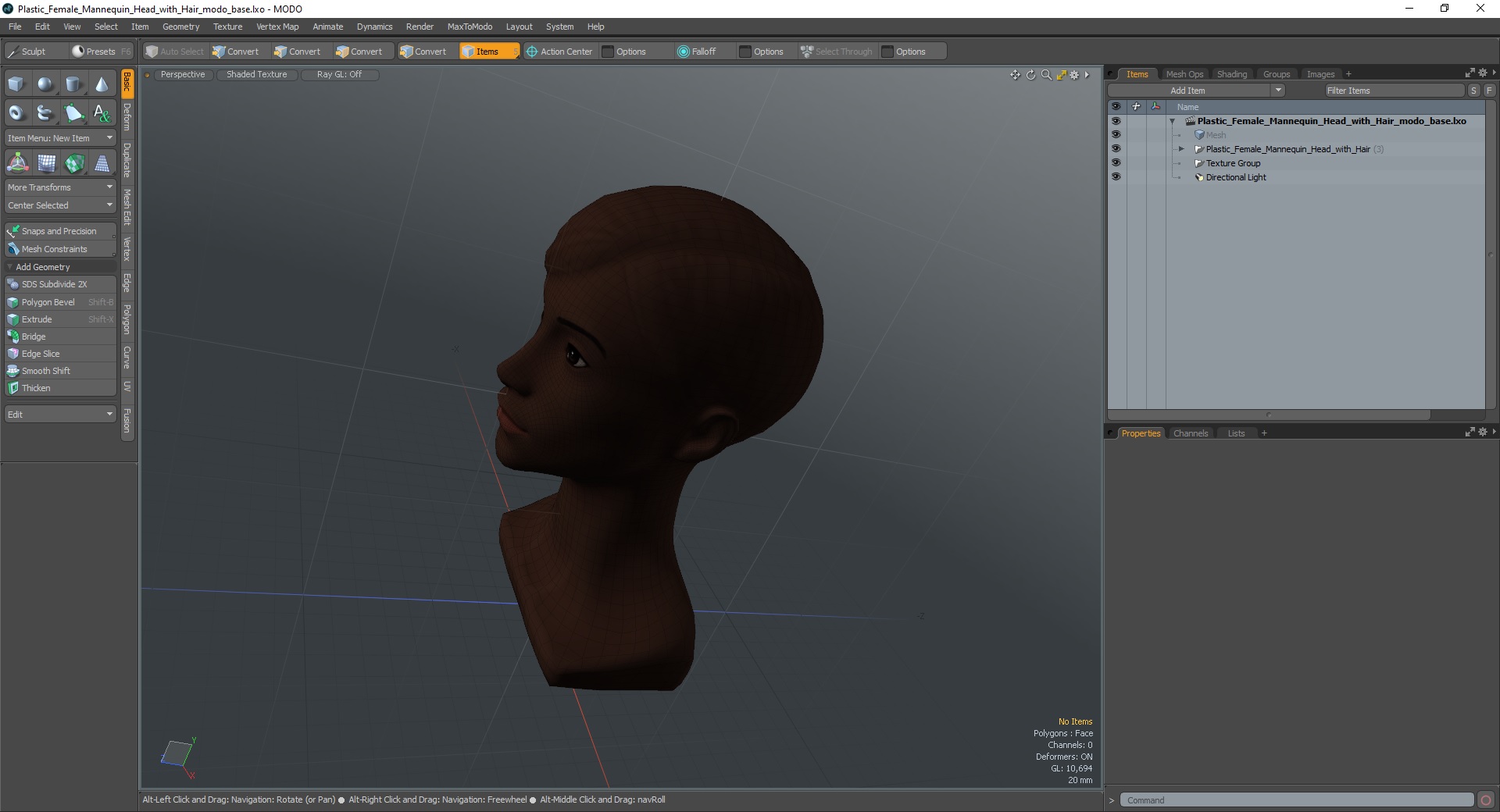 Plastic Female Mannequin Head with Hair 3D model