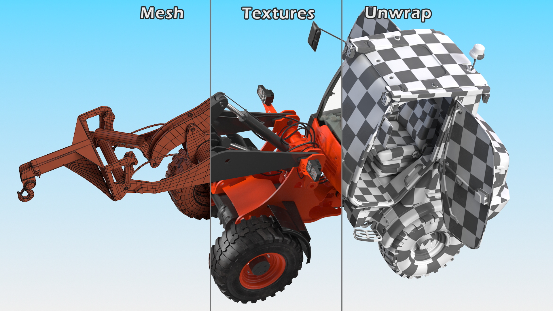 Electric Loader with Material Handling Arm Rigged 3D model