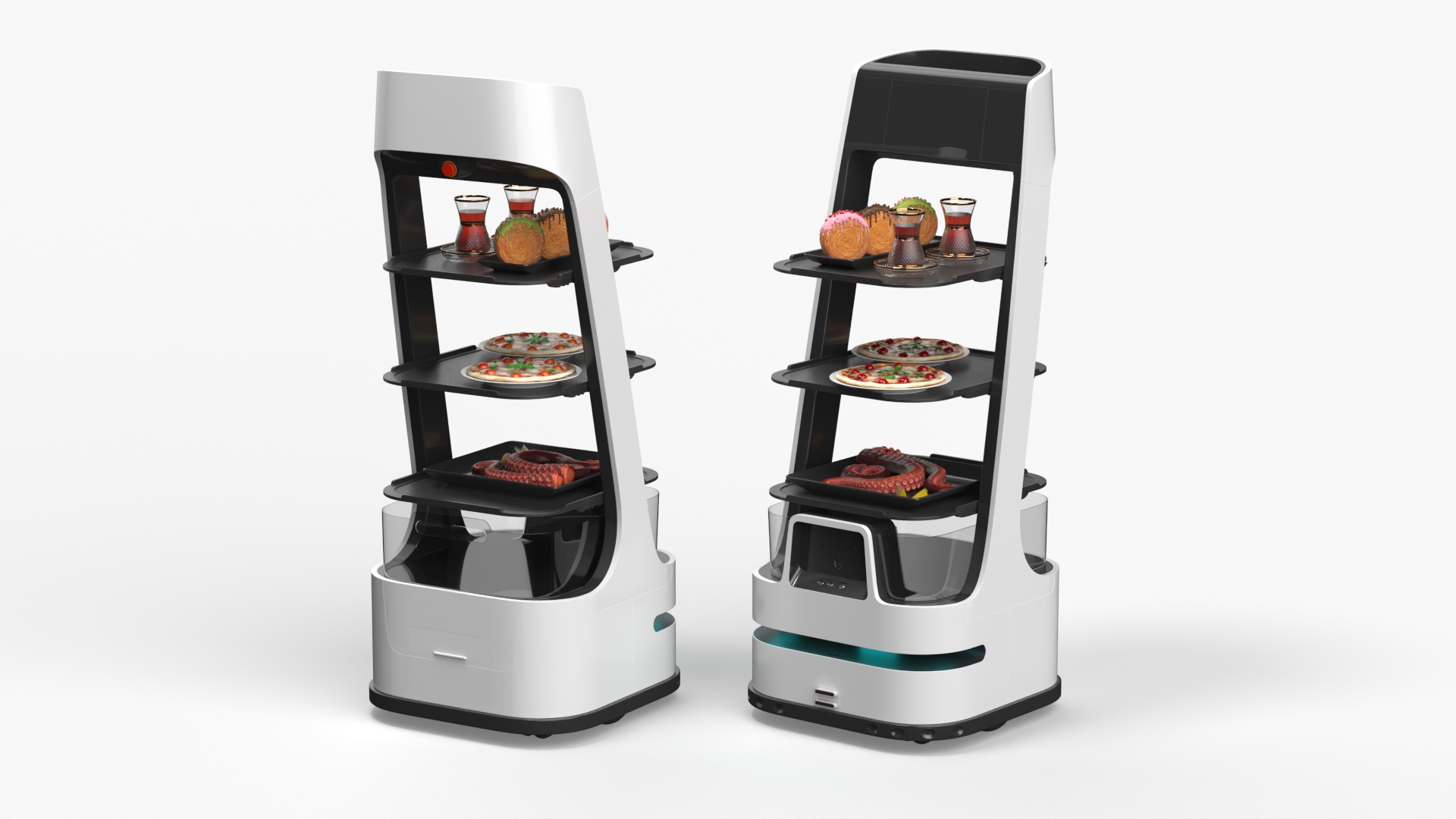 Automated Waiter Robot With Meals and Beverages