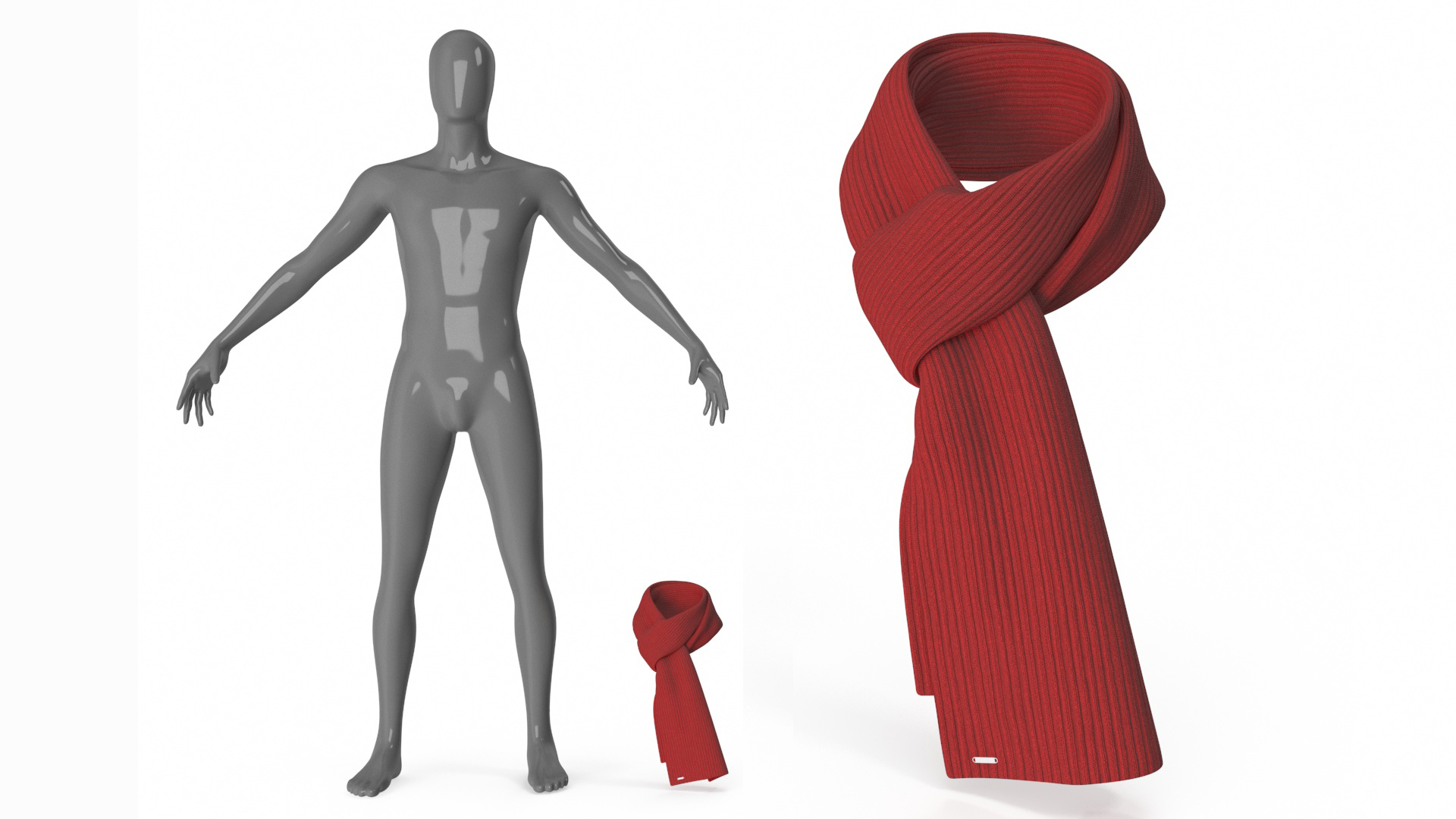 3D model Red Slip Knot Style Scarf