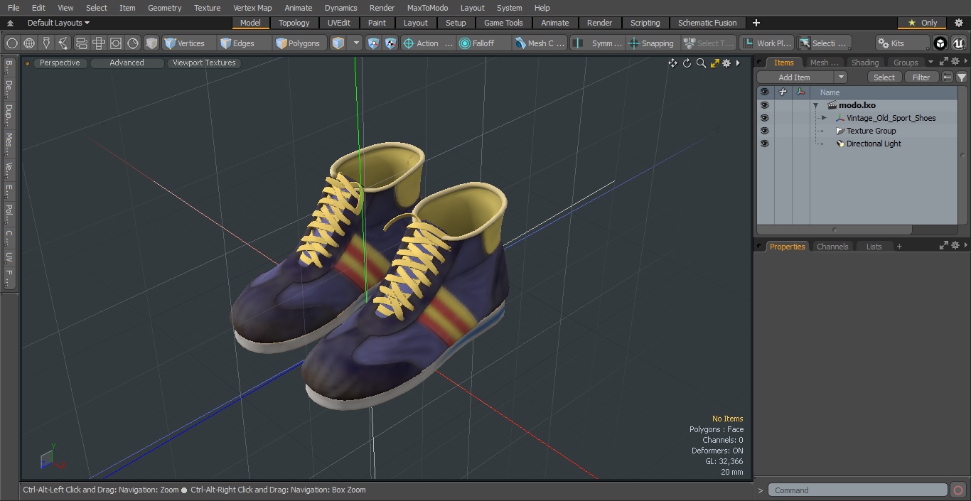 3D Vintage Old Sport Shoes model