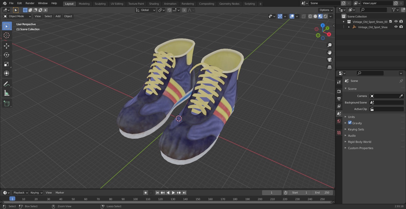 3D Vintage Old Sport Shoes model