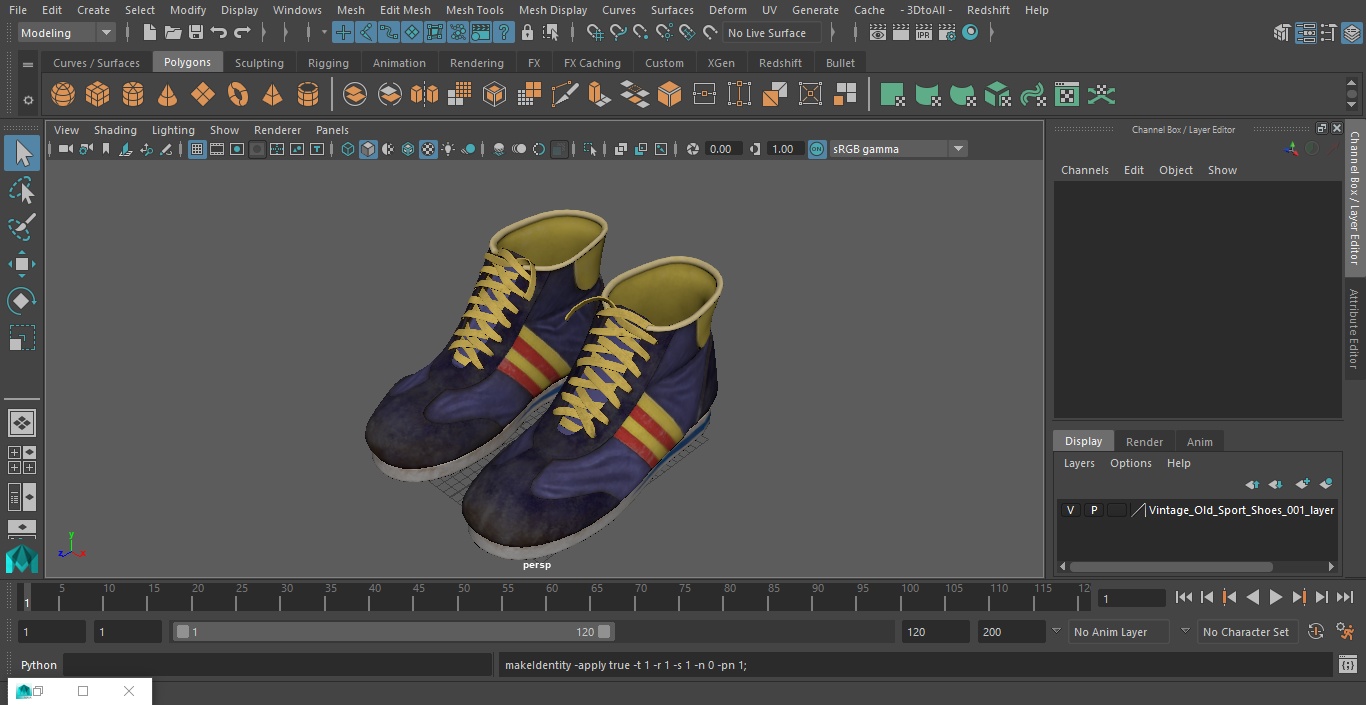 3D Vintage Old Sport Shoes model