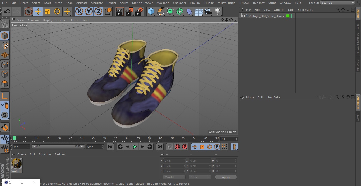 3D Vintage Old Sport Shoes model