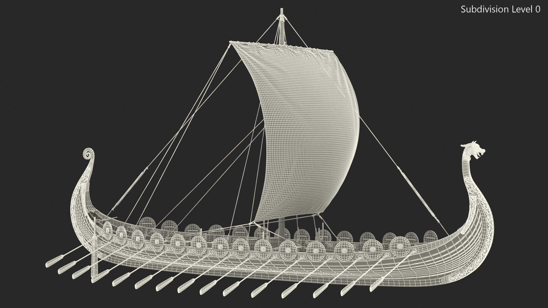 3D Viking Drakkar Sail Raised