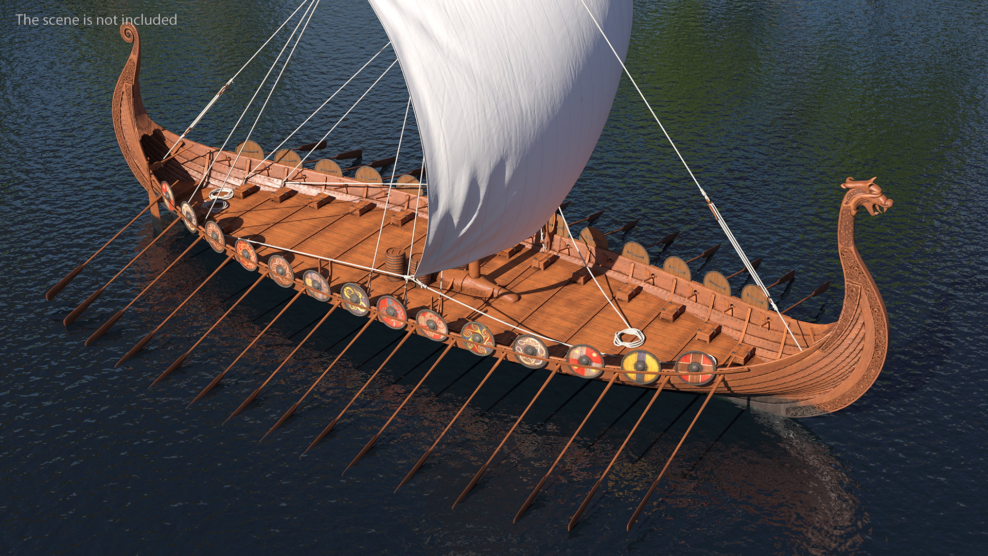3D Viking Drakkar Sail Raised