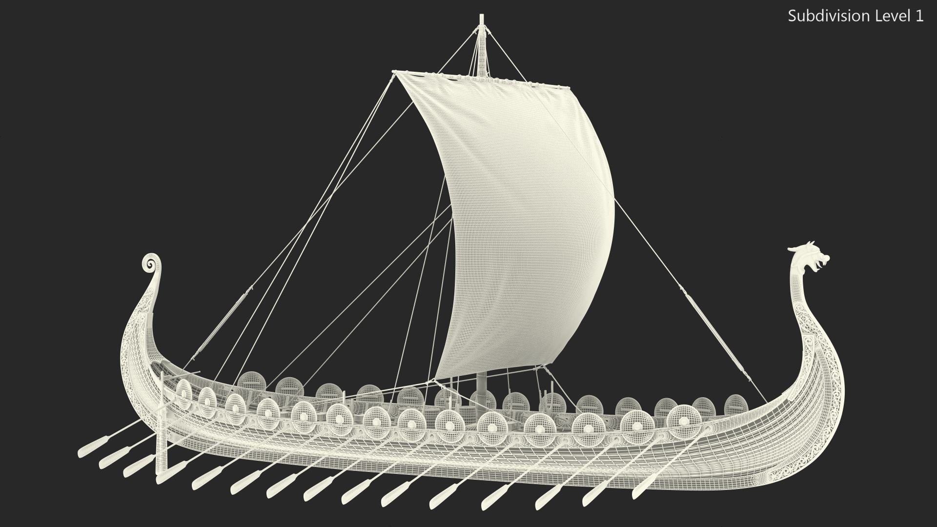 3D Viking Drakkar Sail Raised