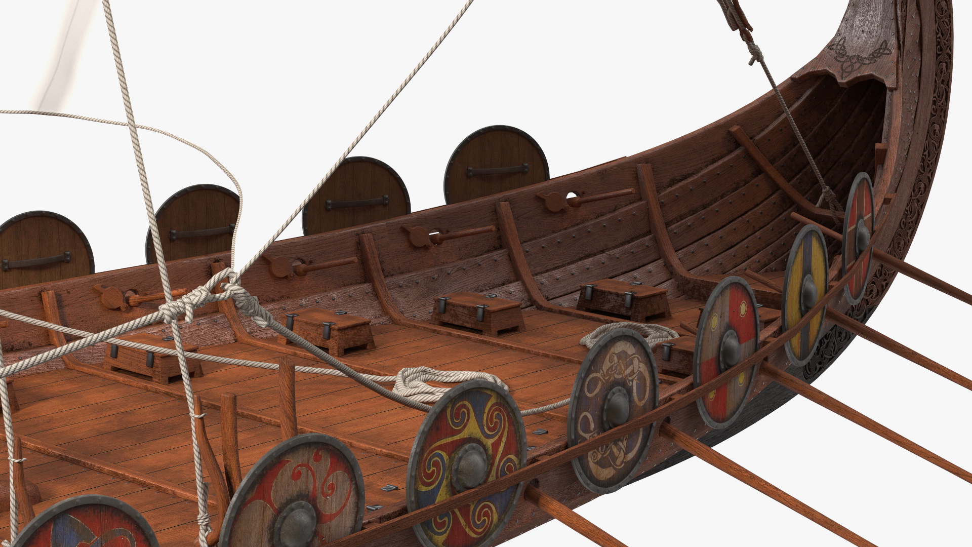 3D Viking Drakkar Sail Raised