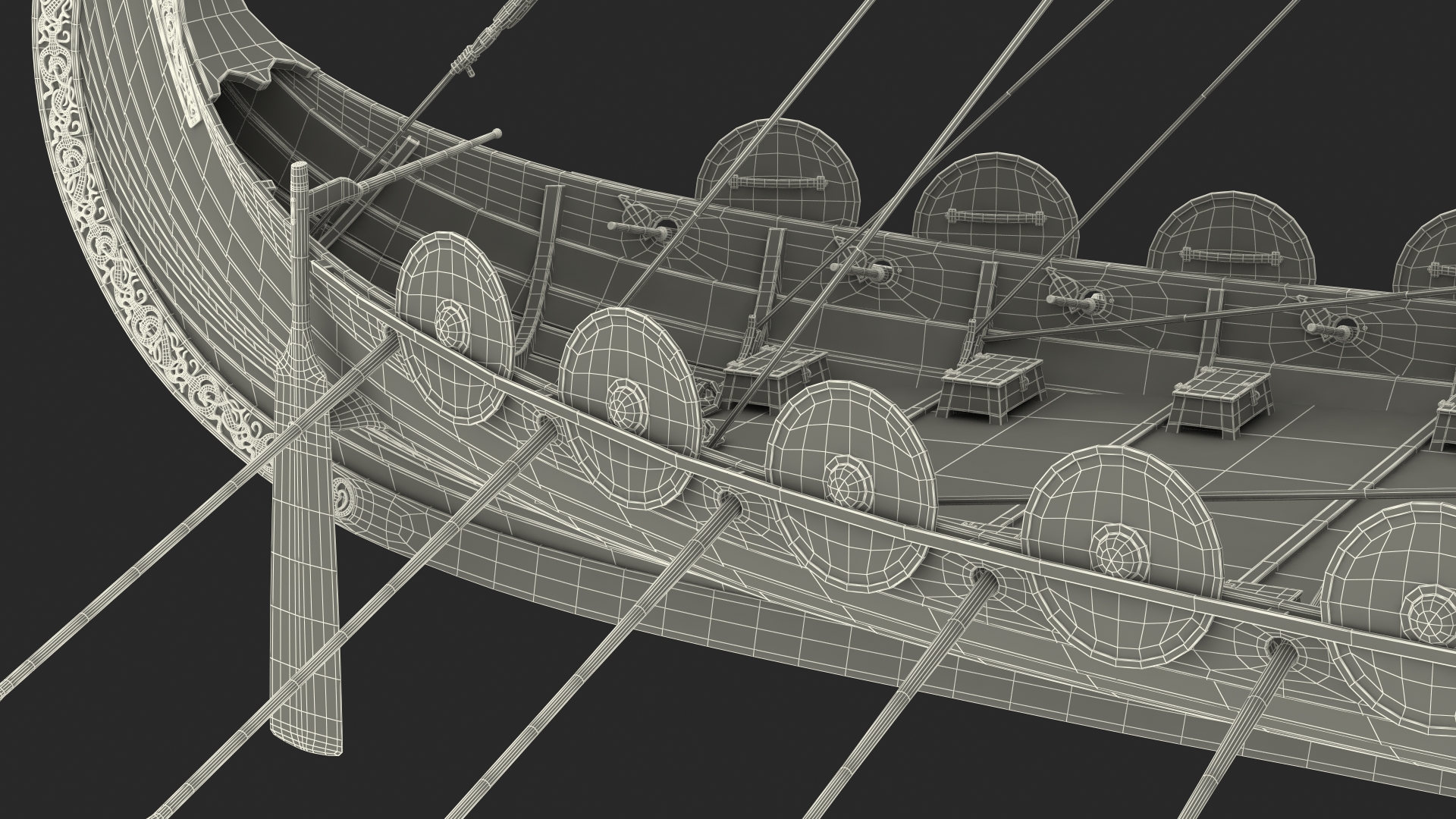 3D Viking Drakkar Sail Raised