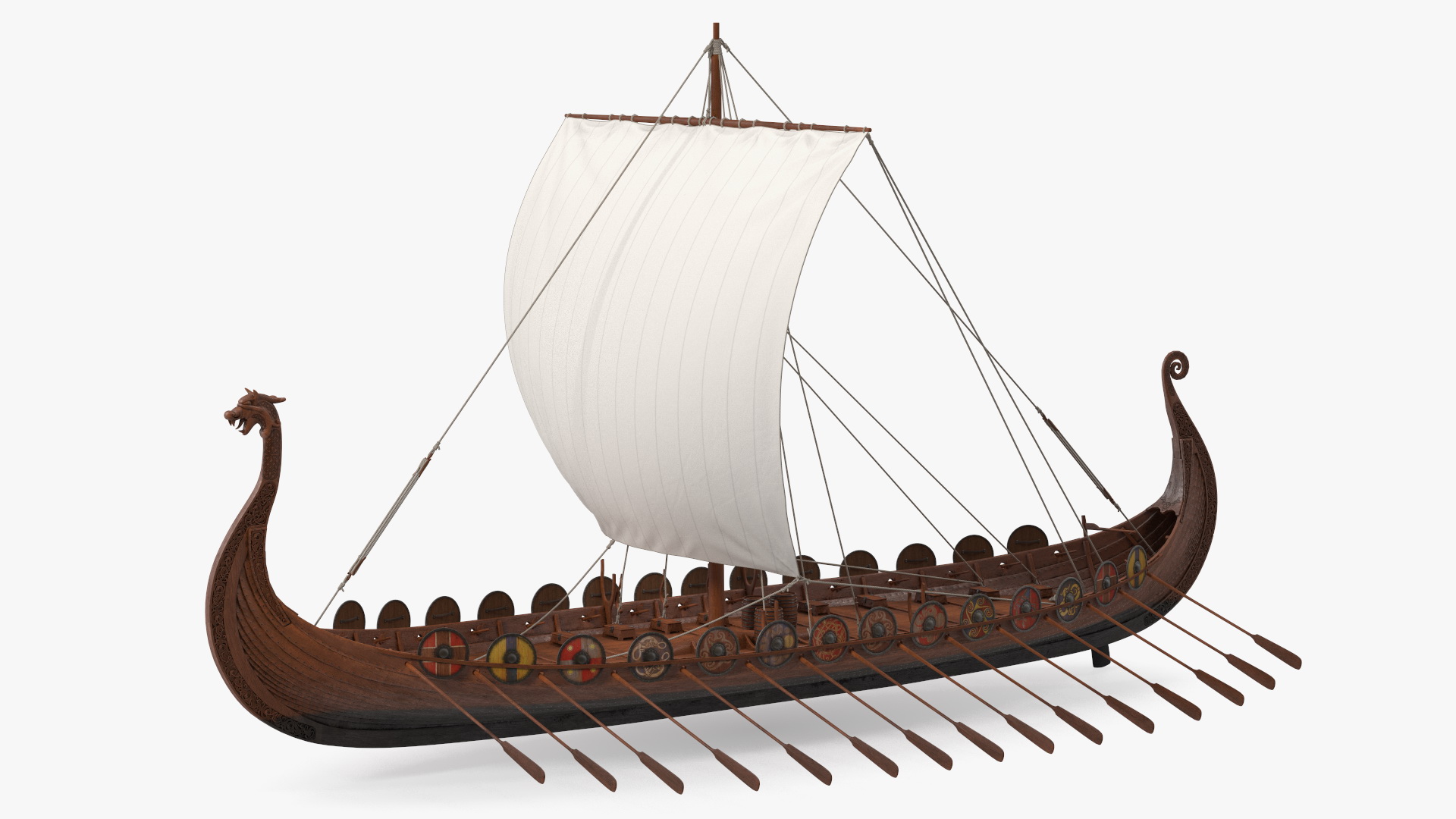 3D Viking Drakkar Sail Raised