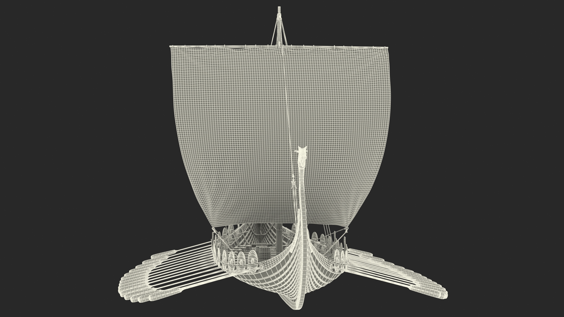 3D Viking Drakkar Sail Raised