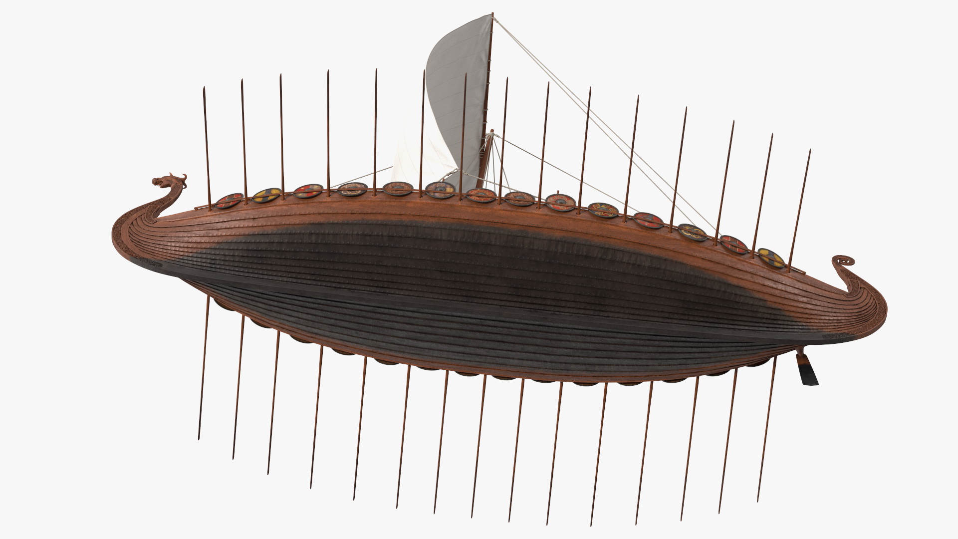 3D Viking Drakkar Sail Raised